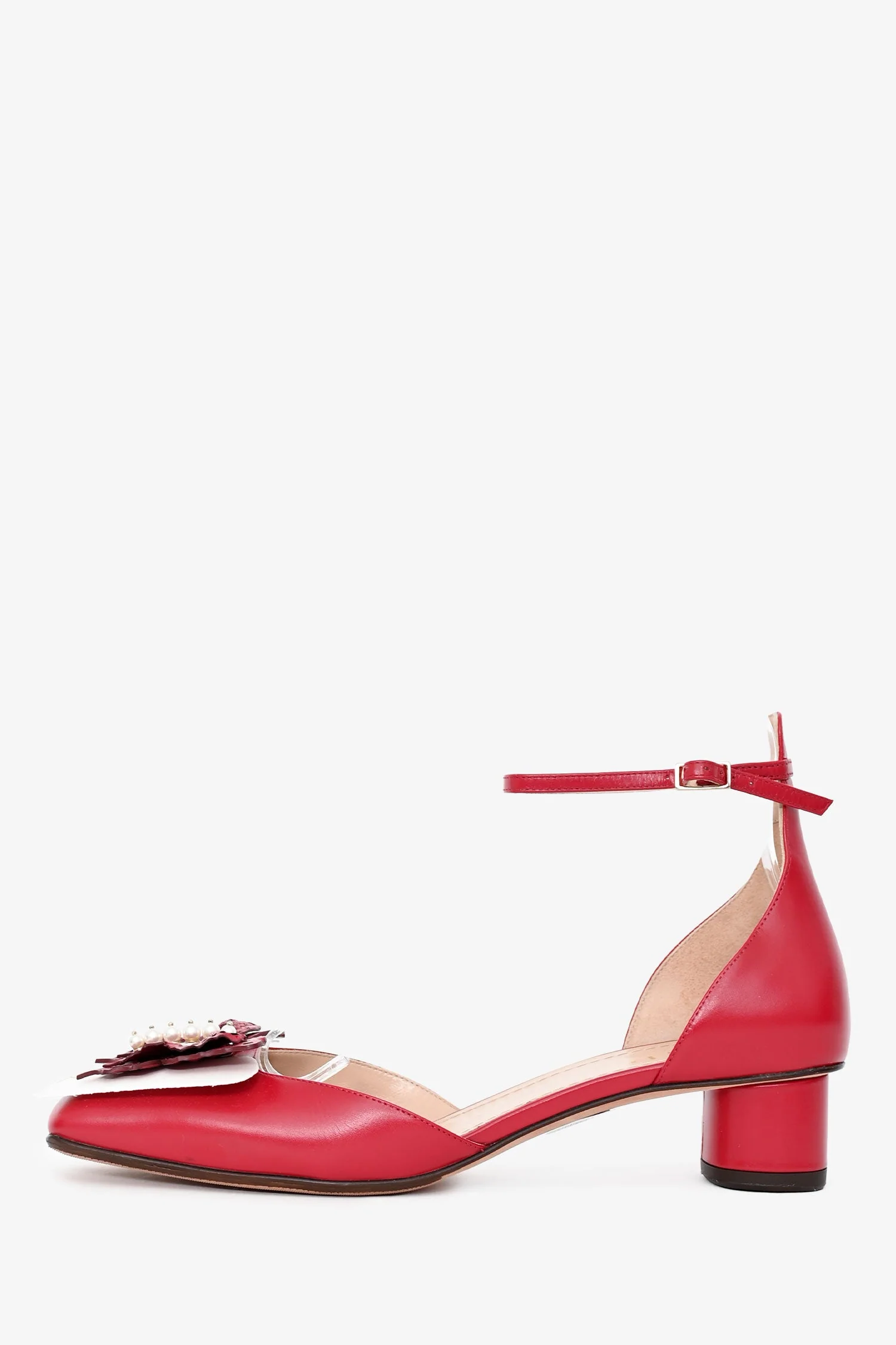 Christian Dior Red Leather Butterfly Kitten Block Heels Size 38.5 - Image 4