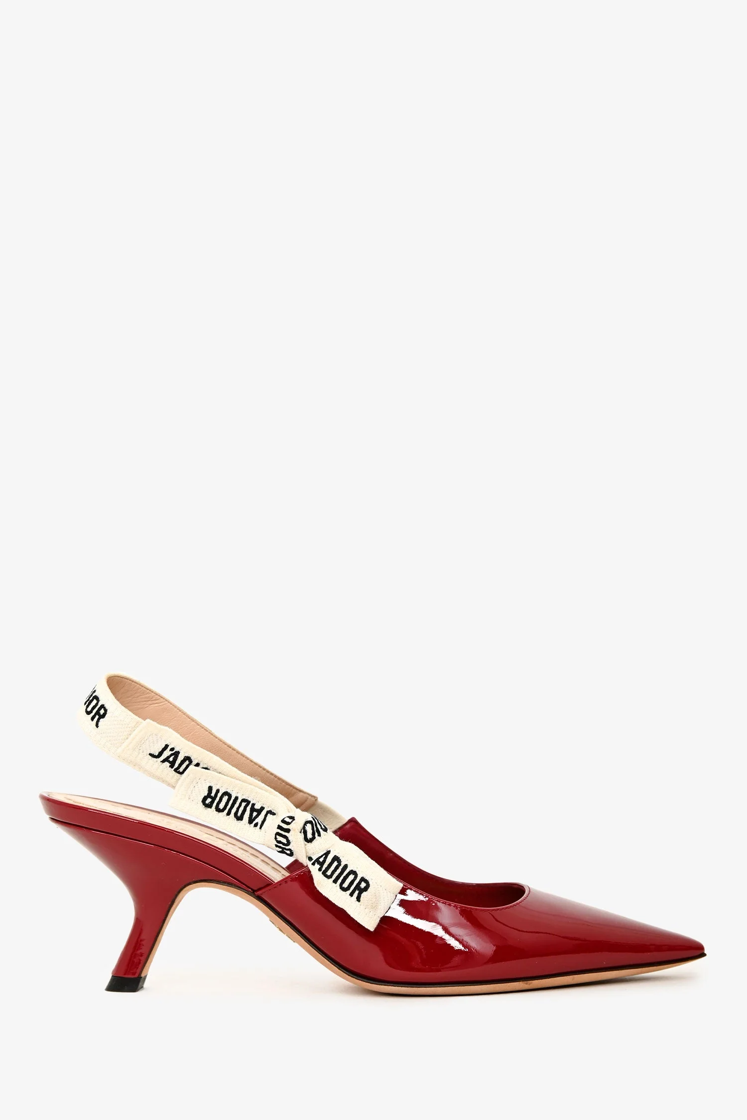 Christian Dior Red Patent J'Adior Slingback Kitten Heels Size 37