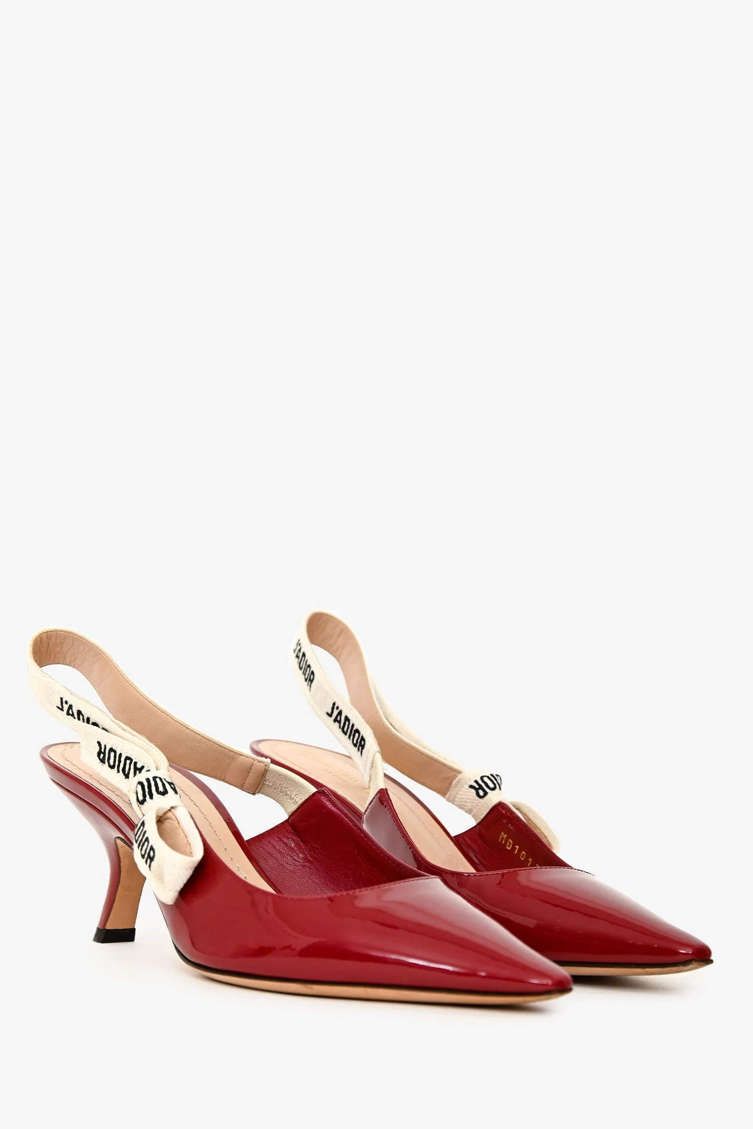 Christian Dior Red Patent J'Adior Slingback Kitten Heels Size 37 - Image 2