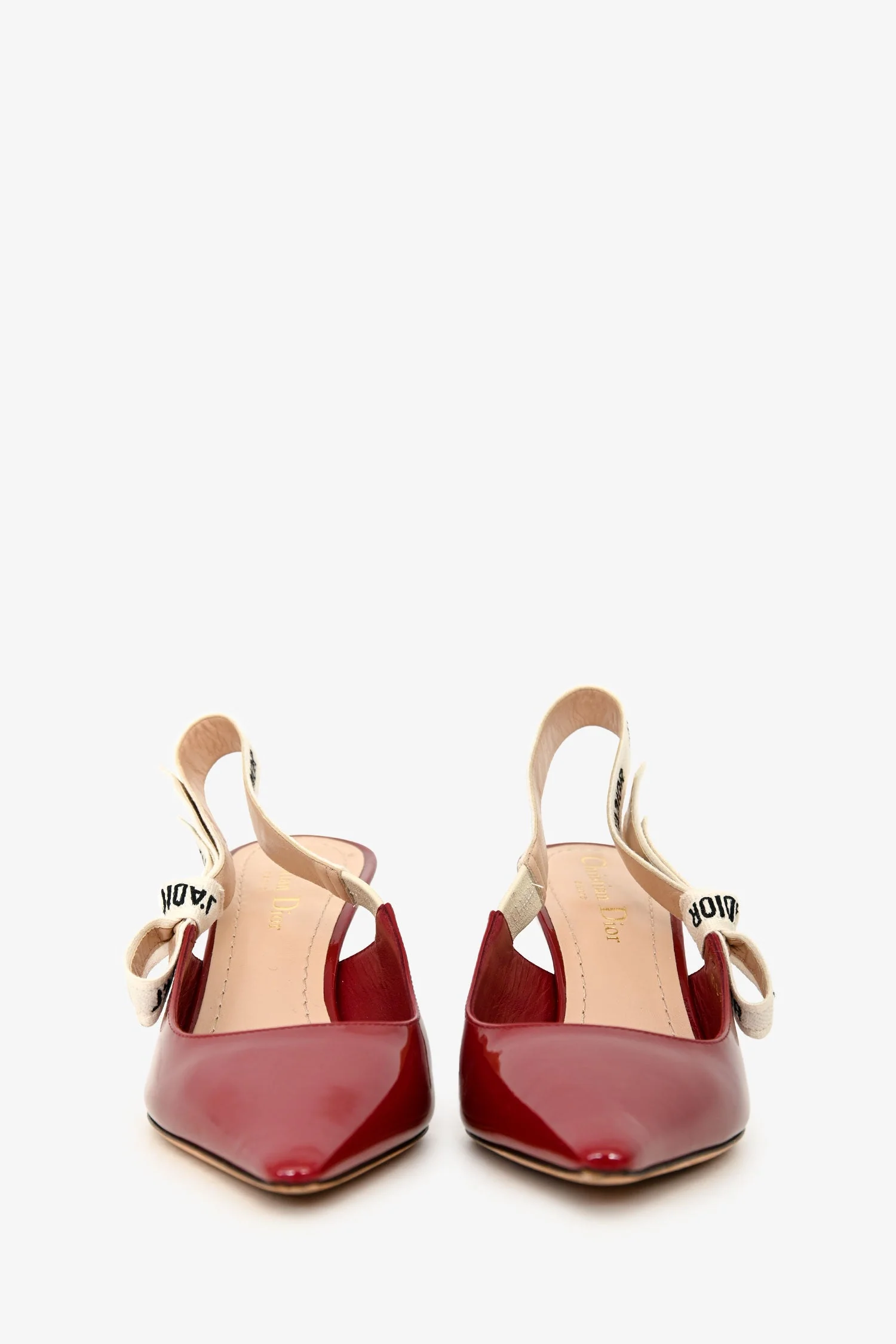 Christian Dior Red Patent J'Adior Slingback Kitten Heels Size 37 - Image 3