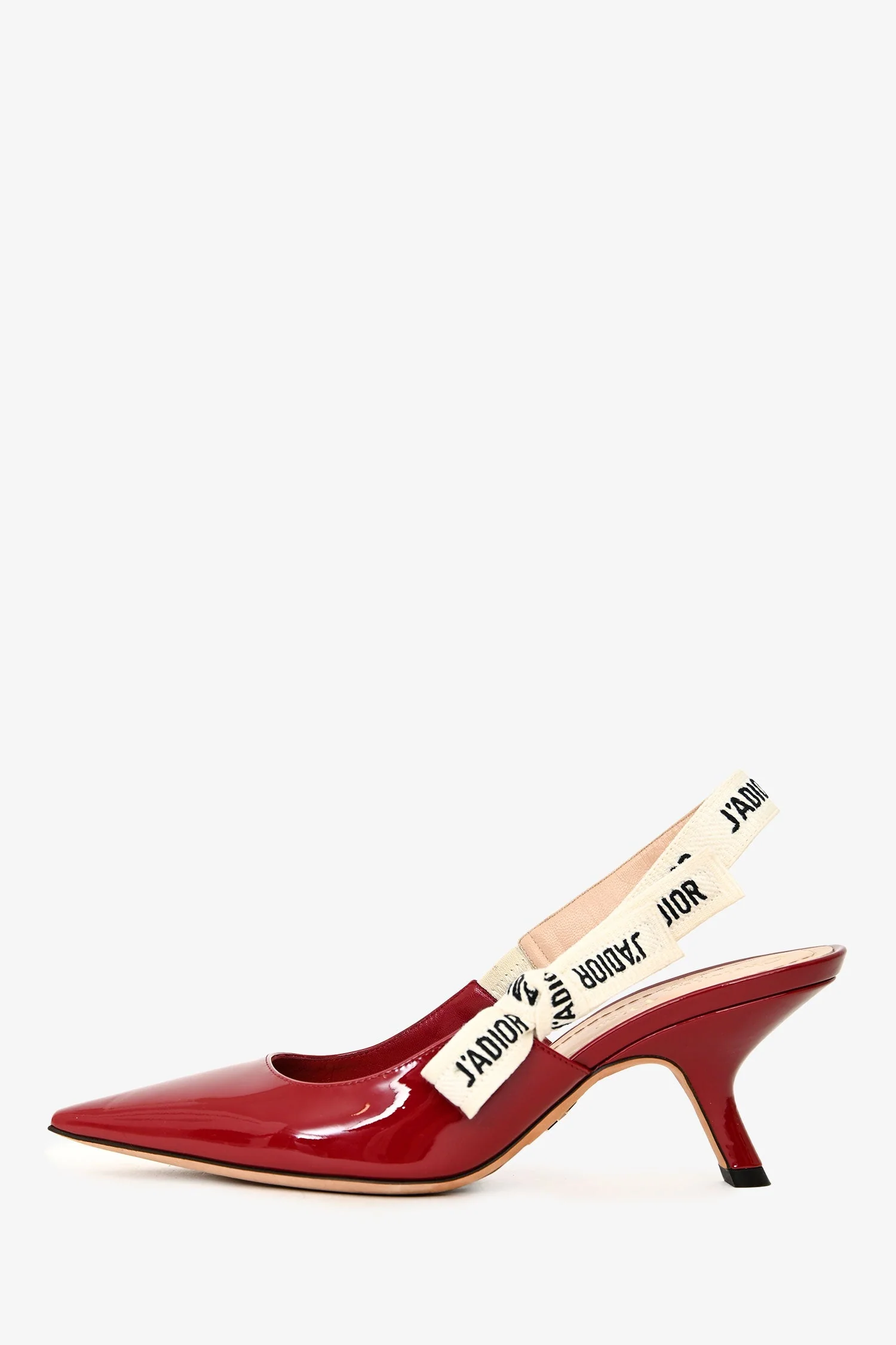 Christian Dior Red Patent J'Adior Slingback Kitten Heels Size 37 - Image 4
