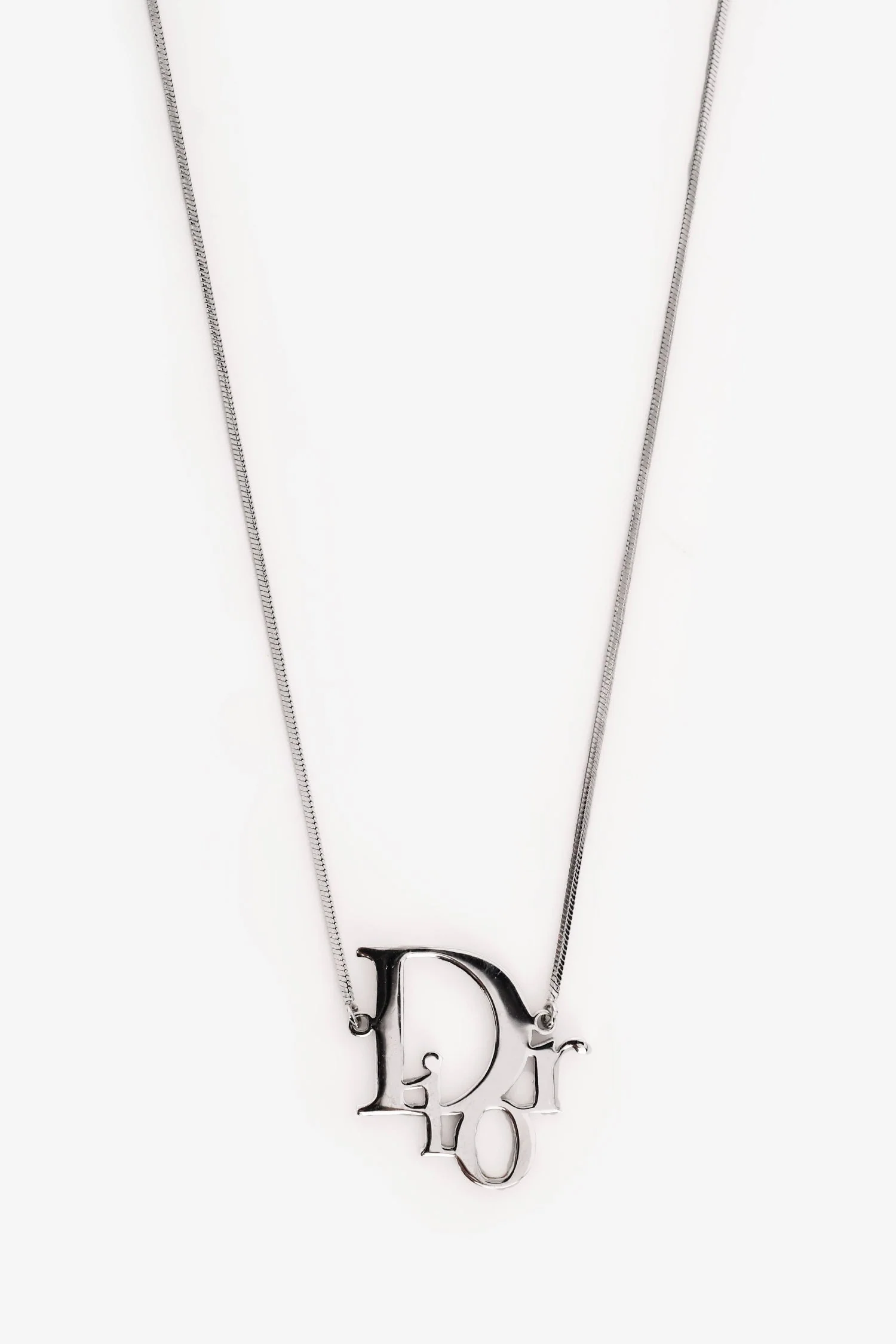 Christian Dior Rhodium Metal 'Dior' Necklace - Image 2