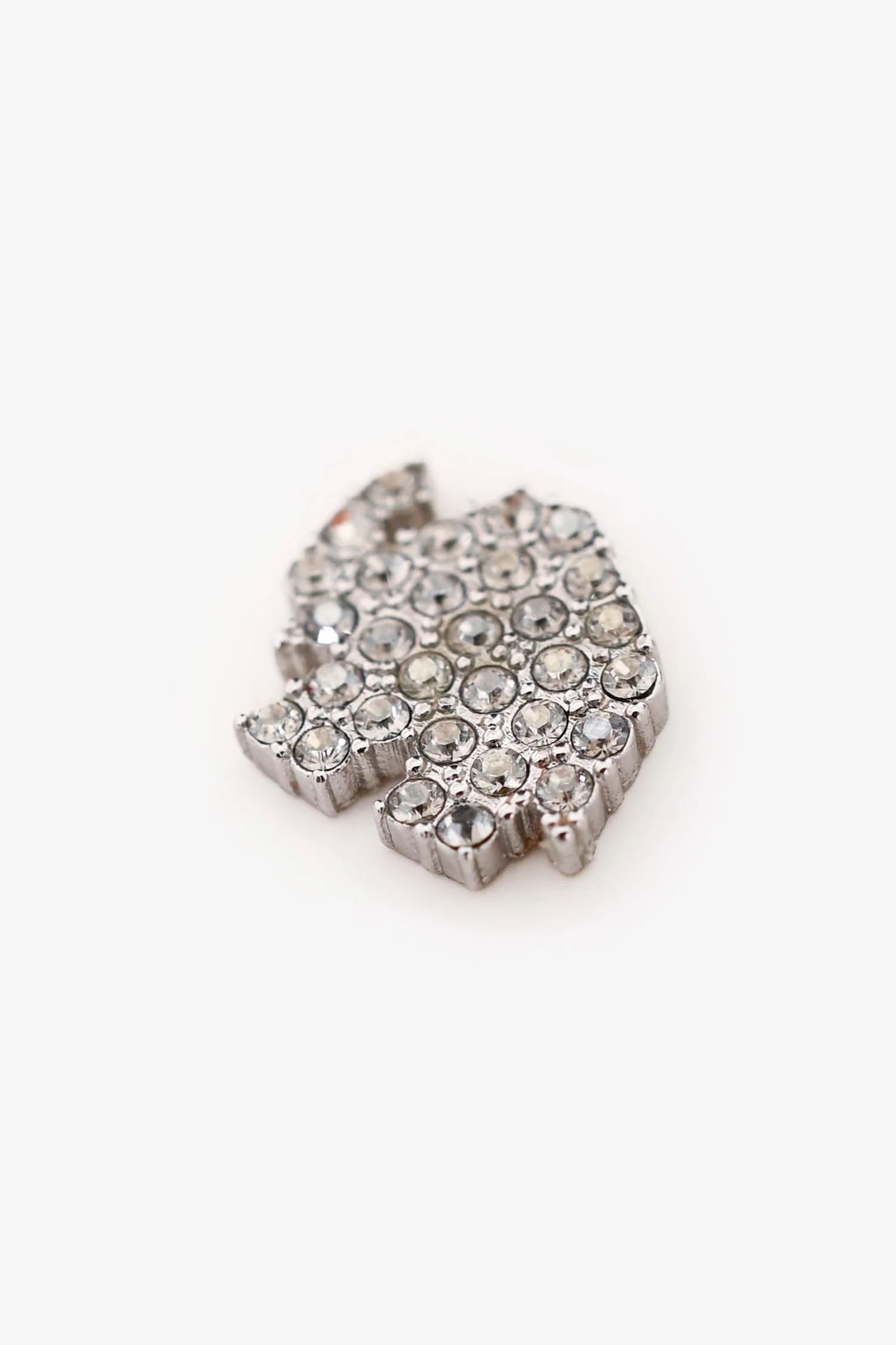 Christian Dior Silver Tone/Crystal Studded Elephant Logo Earrings - Image 3