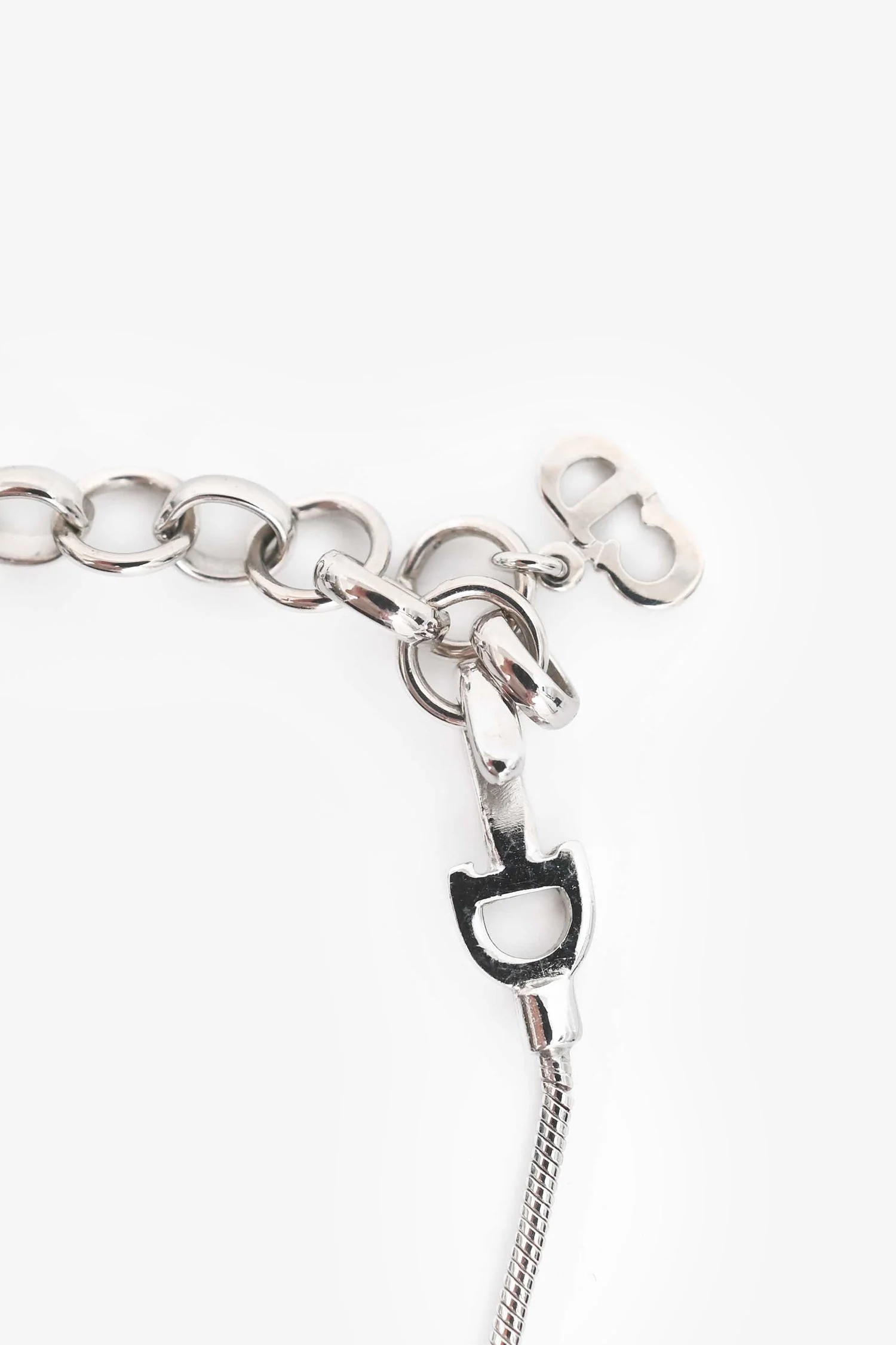 Christian Dior Silver Tone Metal D Cat Motif Necklace - Image 3