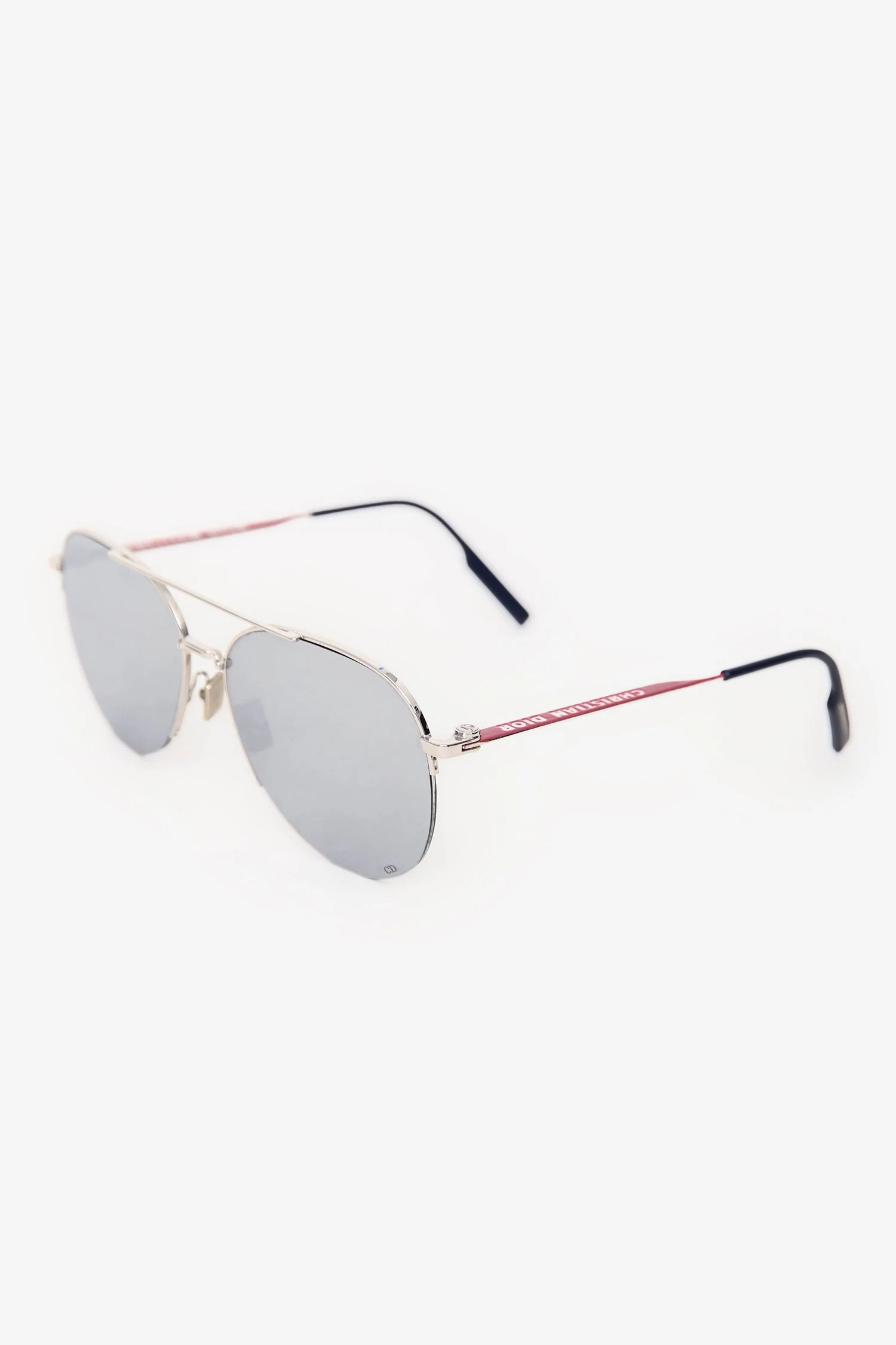 Christian Dior Silver Tone Metal Reflective Aviator Sunglasses - Image 2