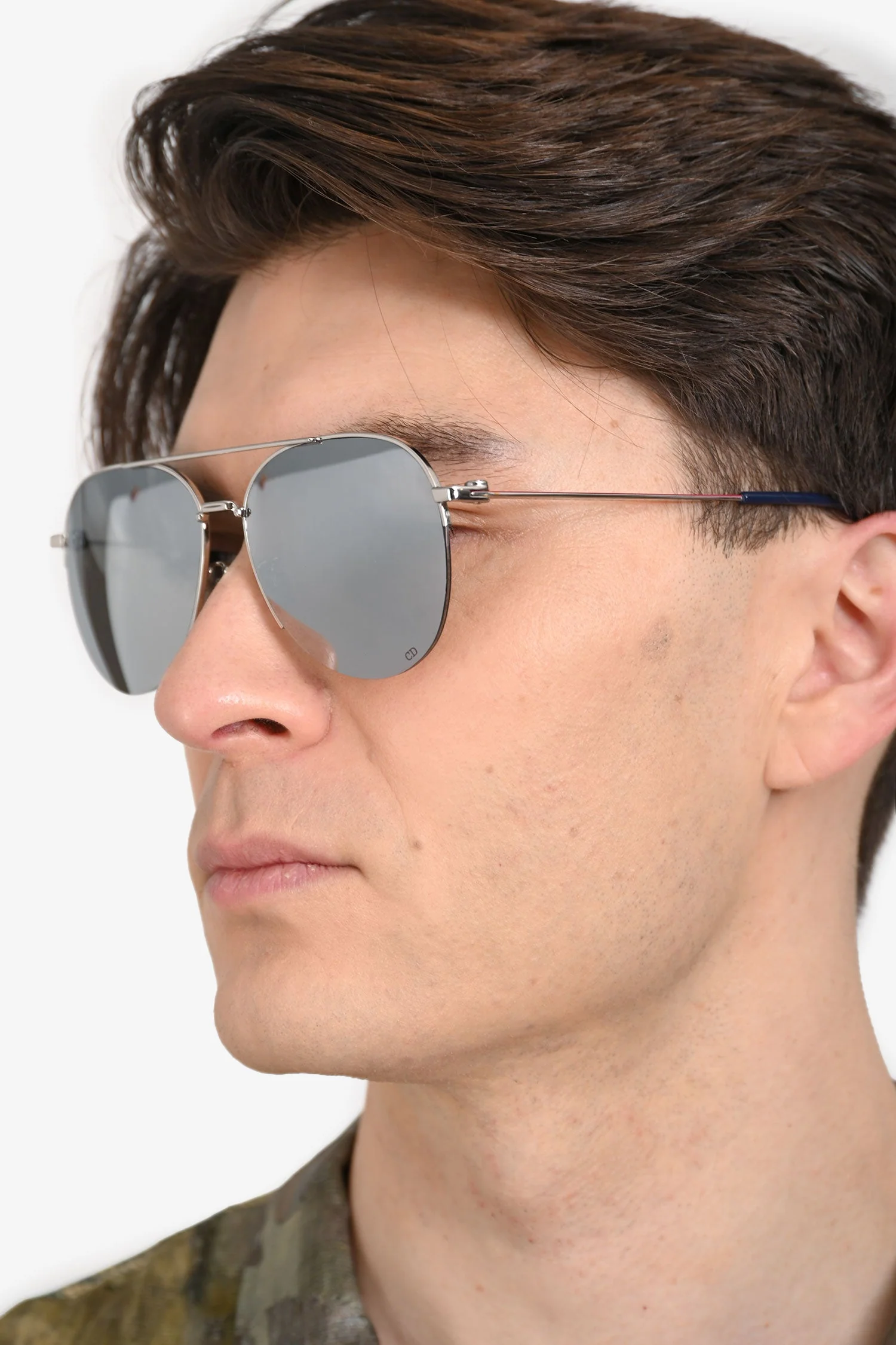 Christian Dior Silver Tone Metal Reflective Aviator Sunglasses - Image 5