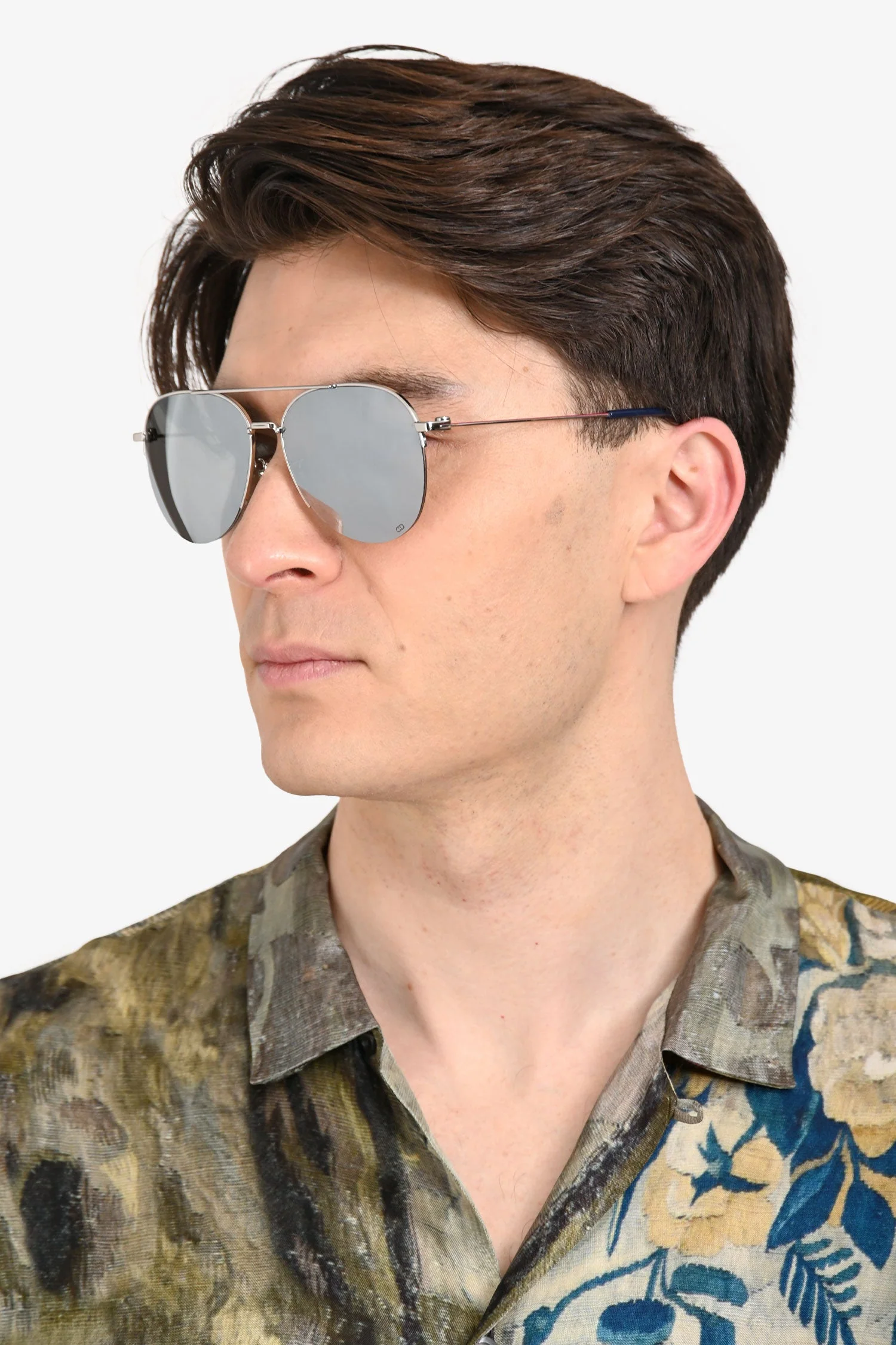 Christian Dior Silver Tone Metal Reflective Aviator Sunglasses - Image 6