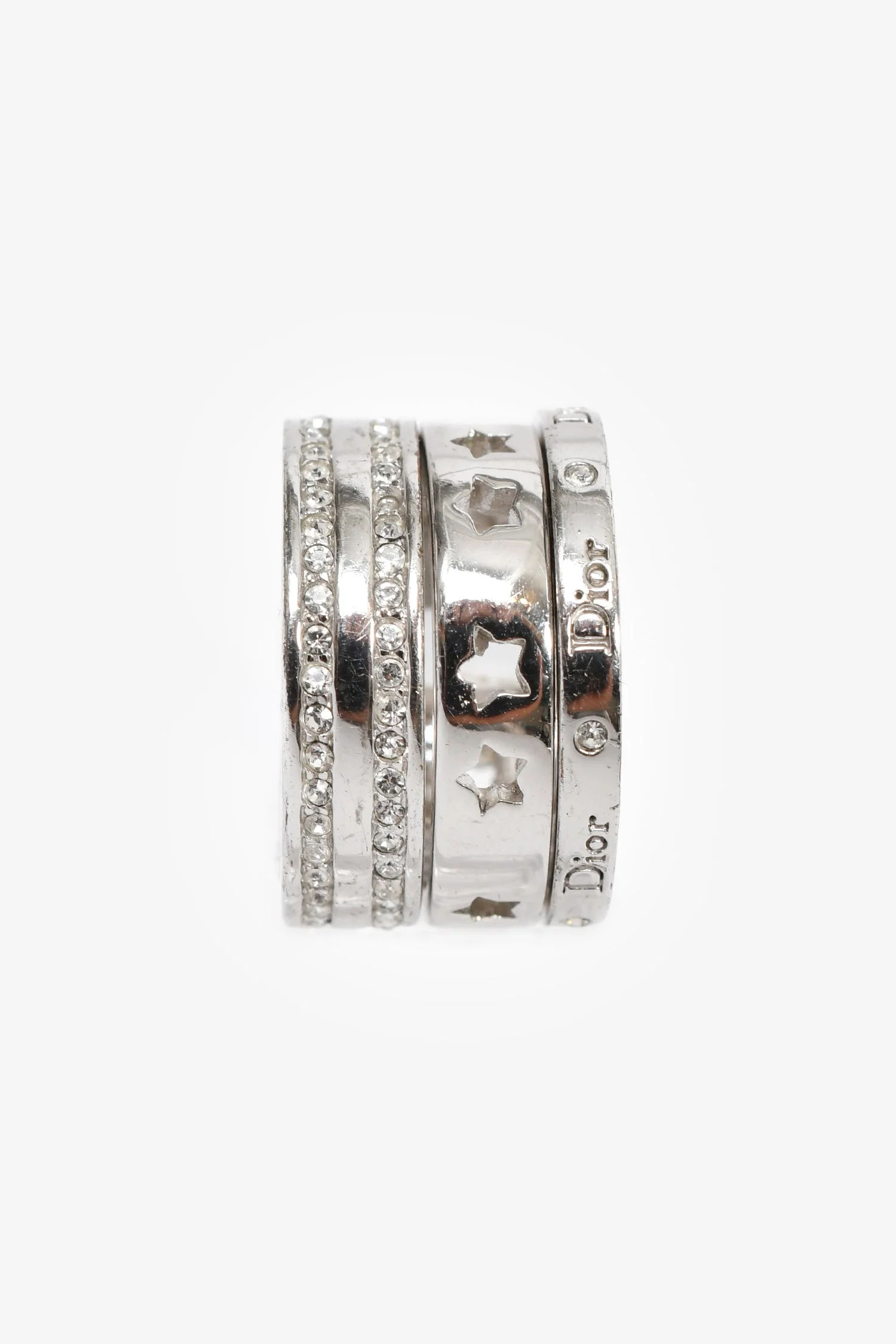 Christian Dior Silver Toned 3-Ring Set Size 5 - Image 2