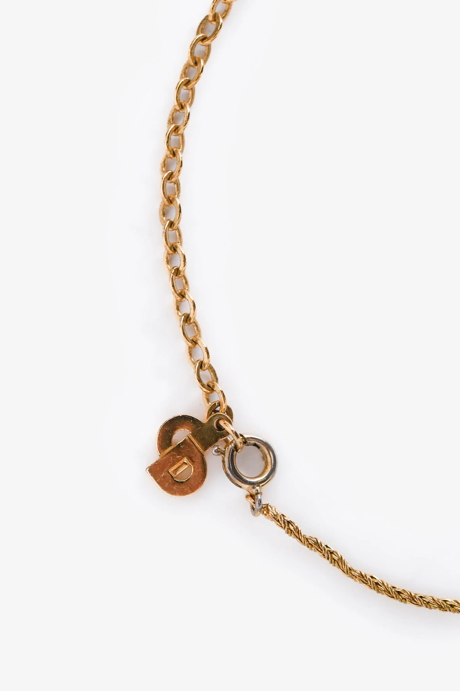 Christian Dior Vintage Gold Tone Metal Crystal Embellished Foliage Necklace - Image 3