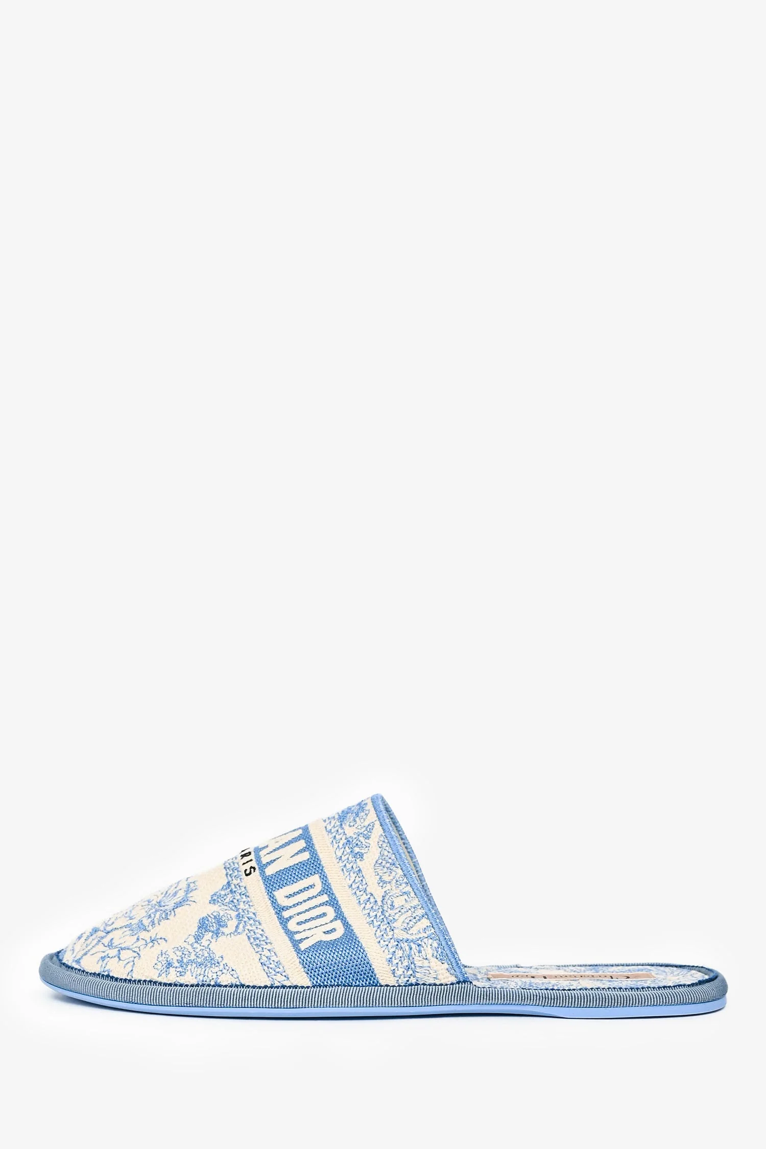 Christian Dior White/Blue Jacquard Slippers Size 37 - Image 5