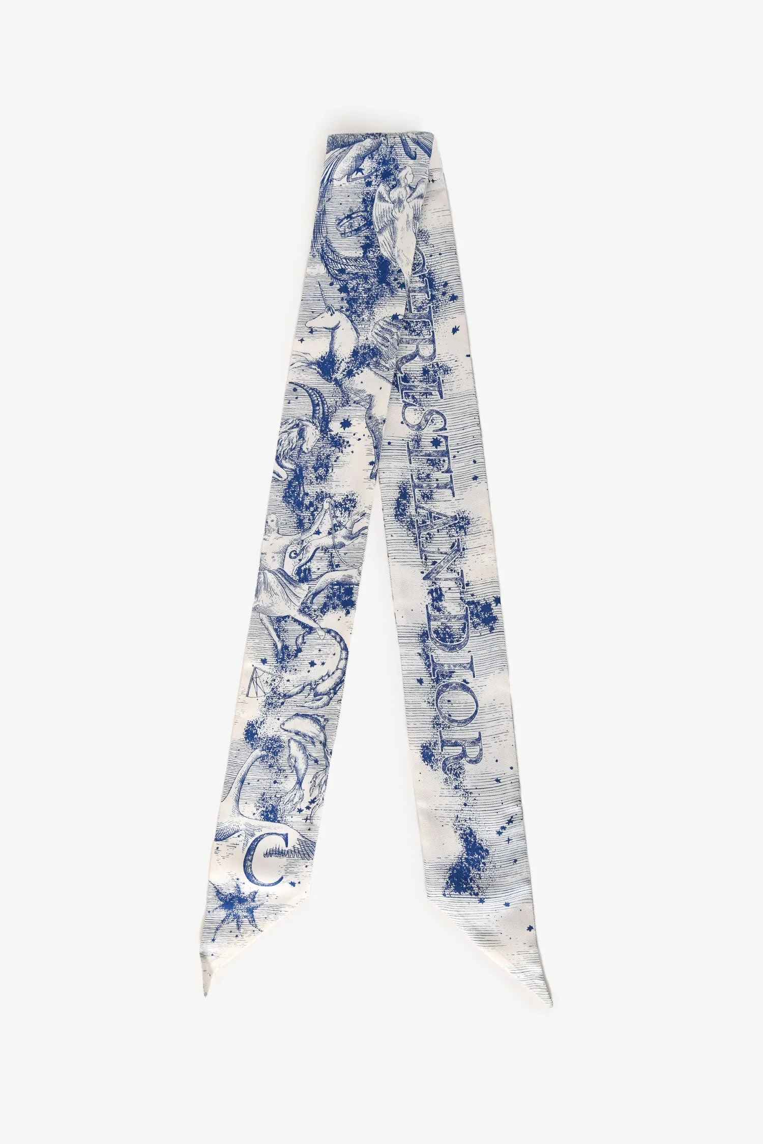 Christian Dior White/Blue Silk Constellation Twilly - Image 3