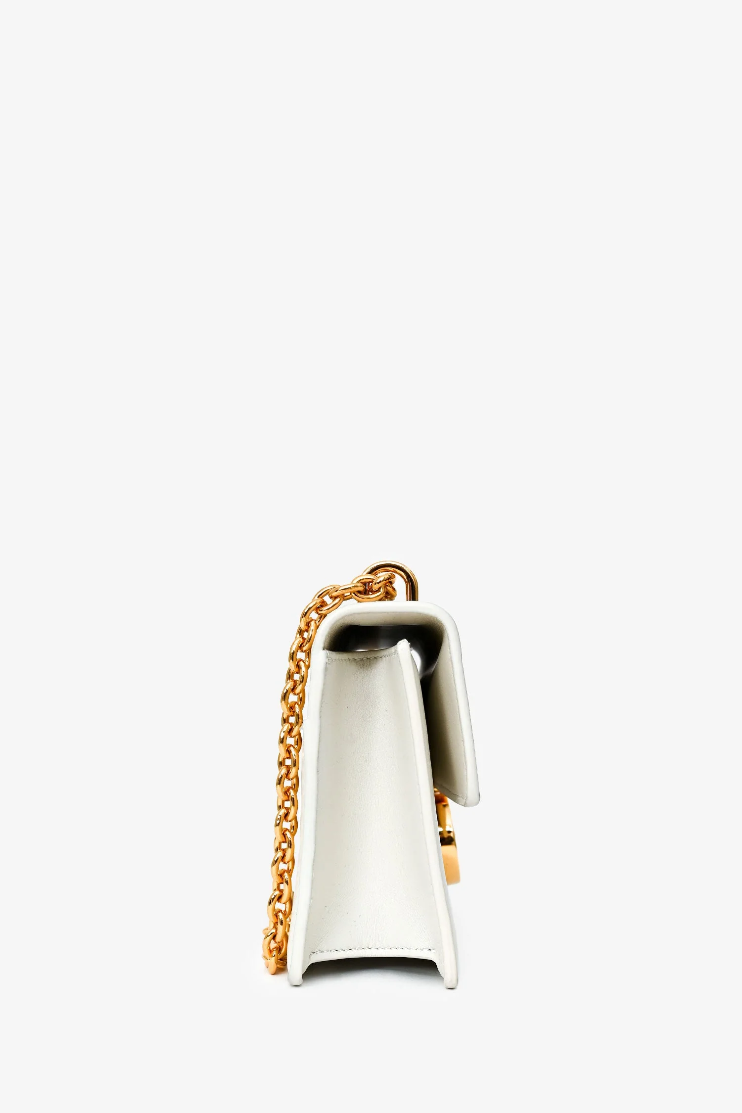 Christian Dior White Leather '30 Montaigne East-West' Crossbody Bag with Chain - Image 3