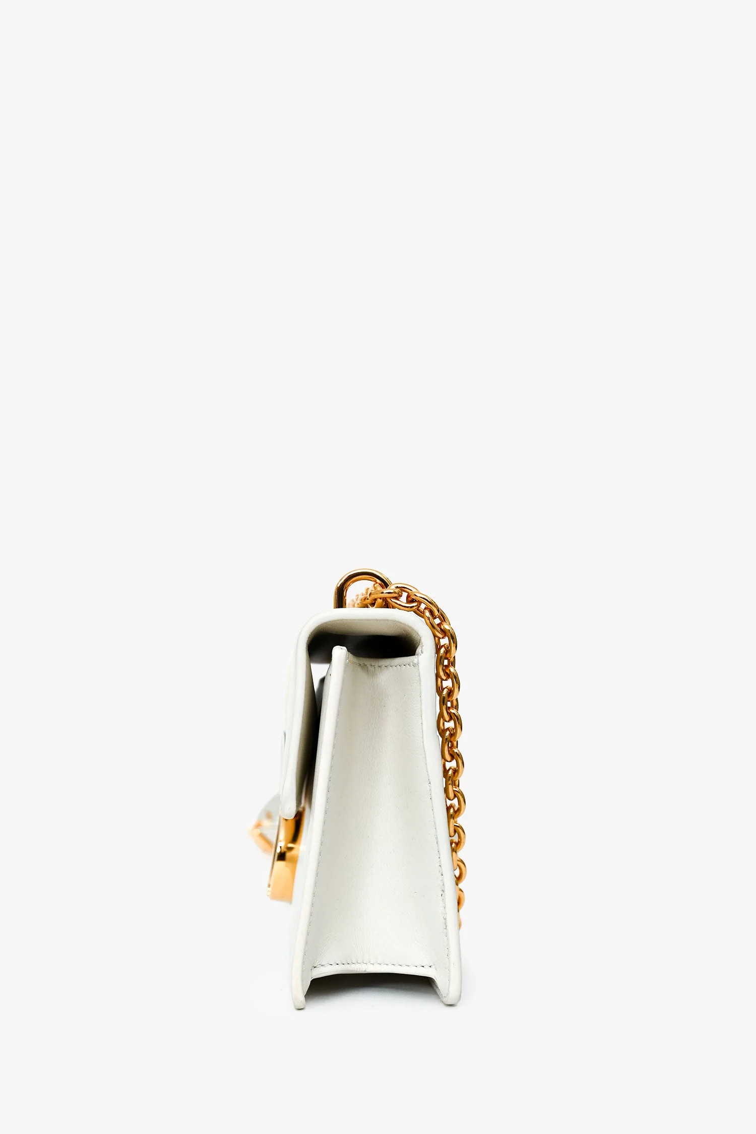 Christian Dior White Leather '30 Montaigne East-West' Crossbody Bag with Chain - Image 4