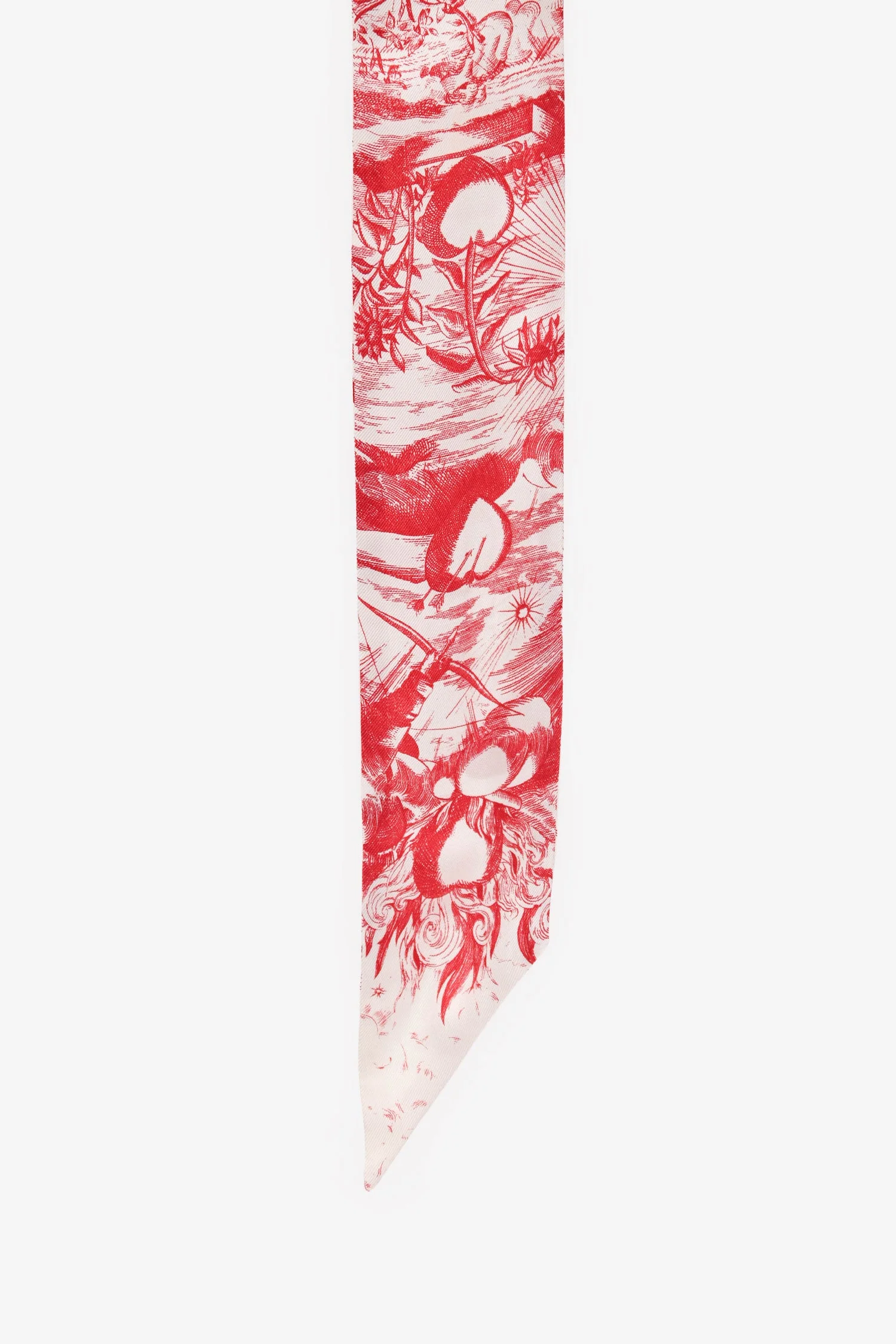 Christian Dior White/Red Silk Twilly - Image 2