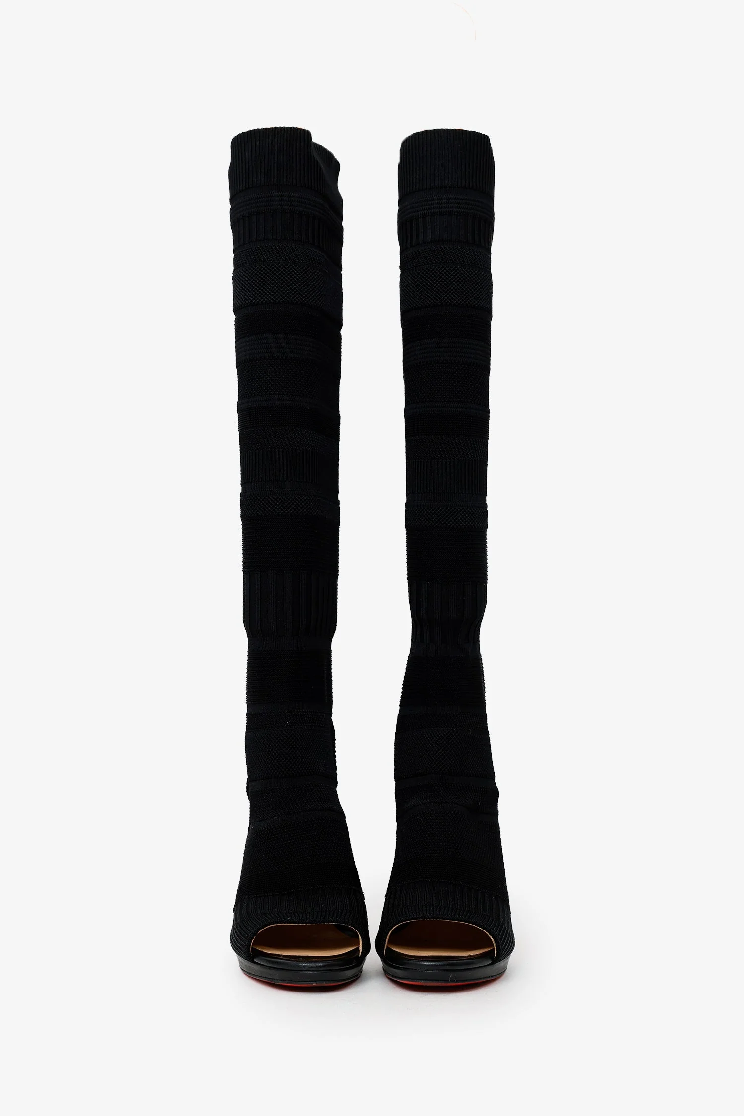 Christian Louboutin Black Cheminetta 120 Sock Heels Size 38.5 - Image 3