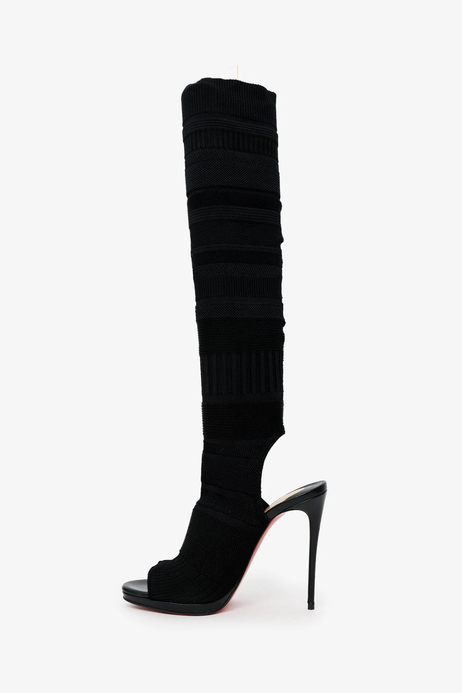 Christian Louboutin Black Cheminetta 120 Sock Heels Size 38.5 - Image 4