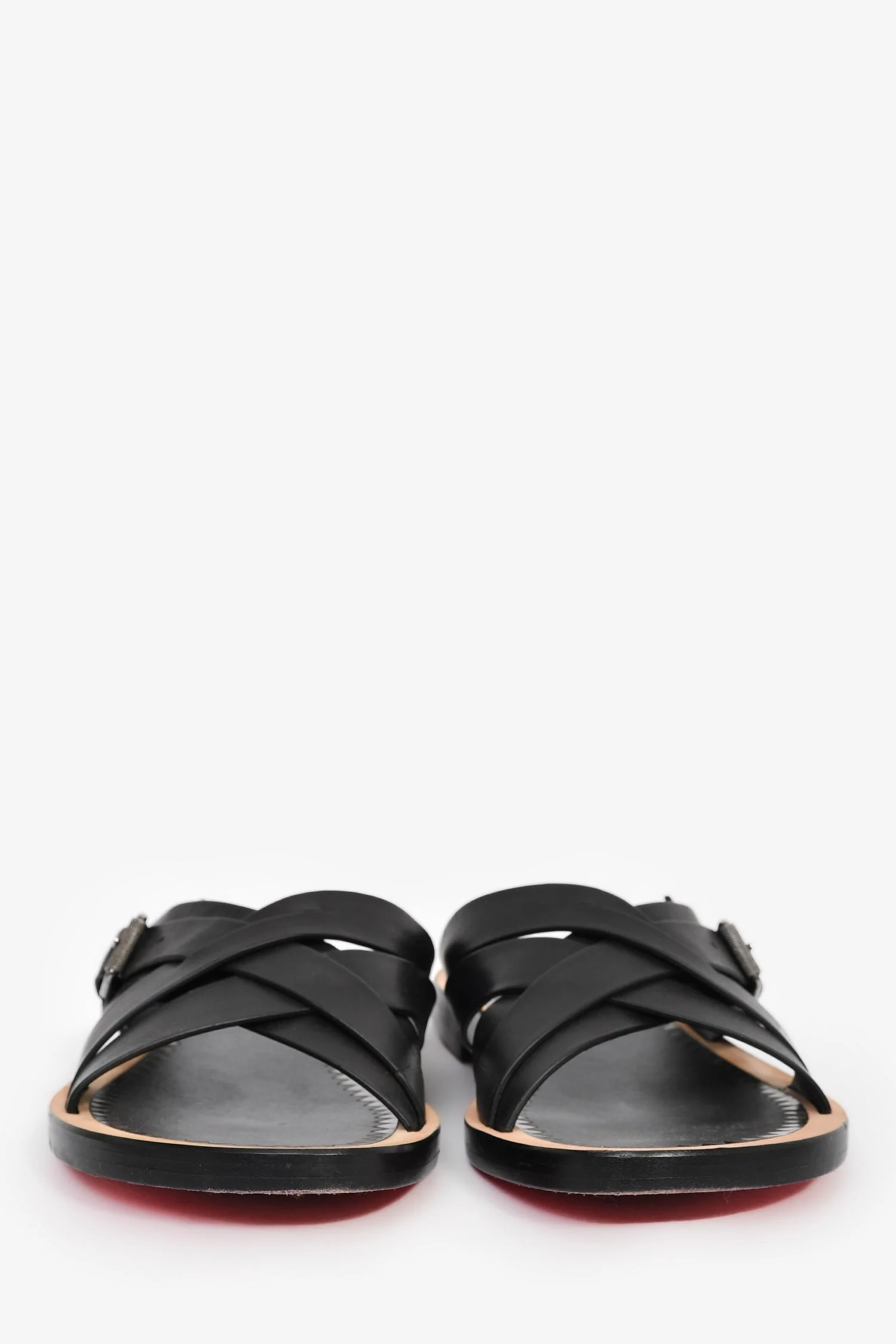 Christian Louboutin Black Leather 'Emir' Flat Sandals Size 42 Mens - Image 3
