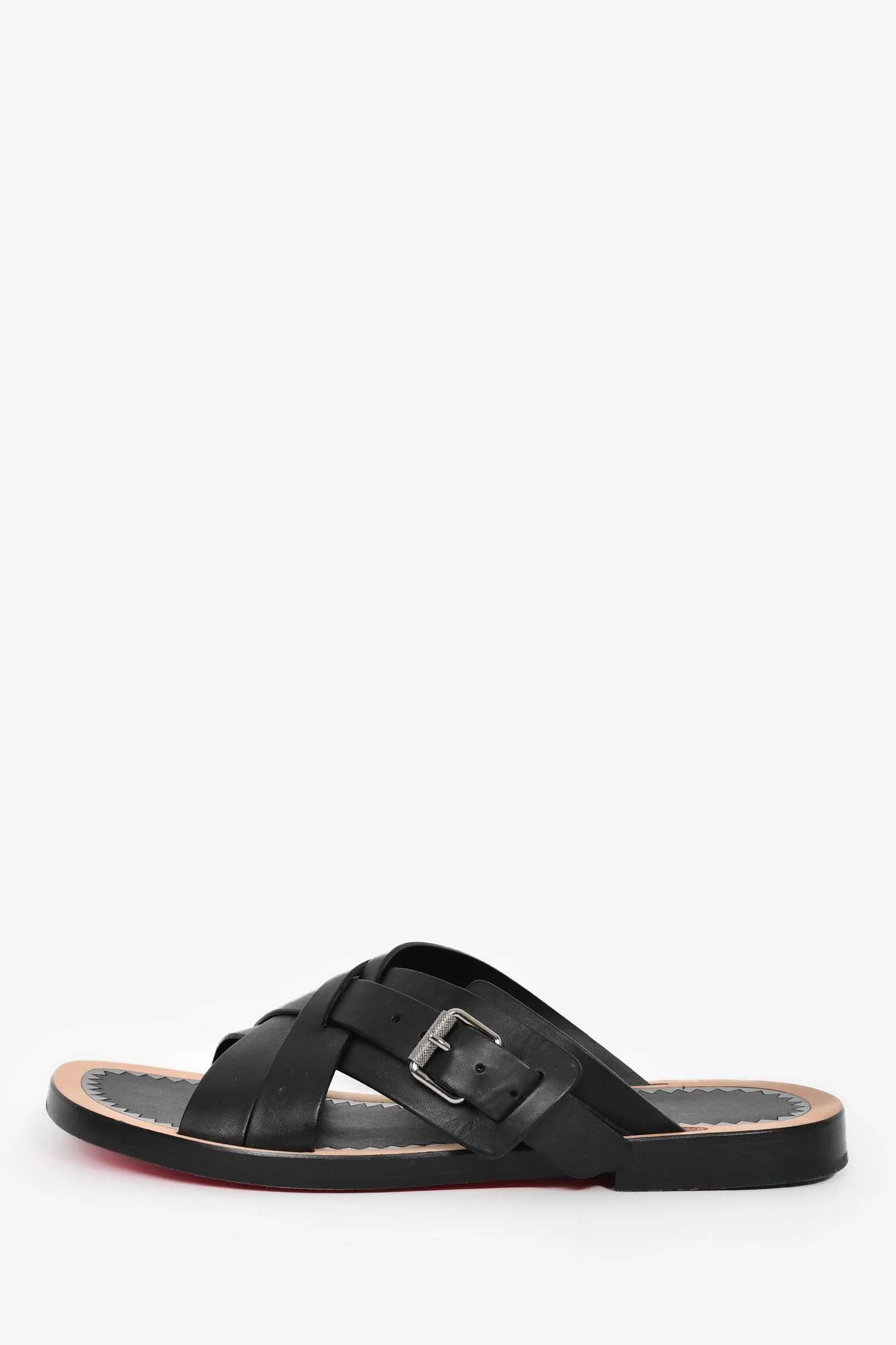 Christian Louboutin Black Leather 'Emir' Flat Sandals Size 42 Mens - Image 4