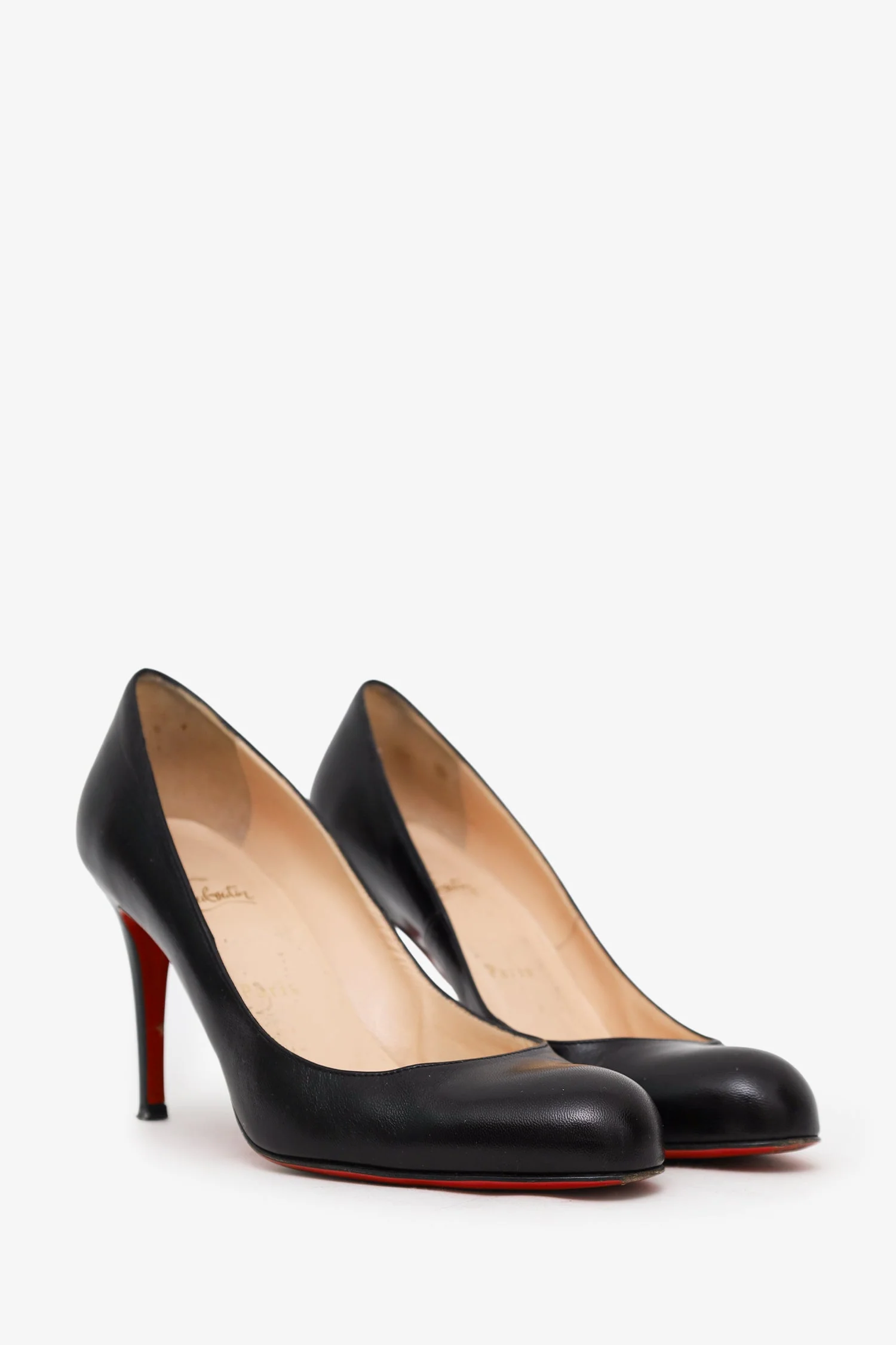 Christian Louboutin Black Leather Round Toe Pumps Size 39 - Image 2