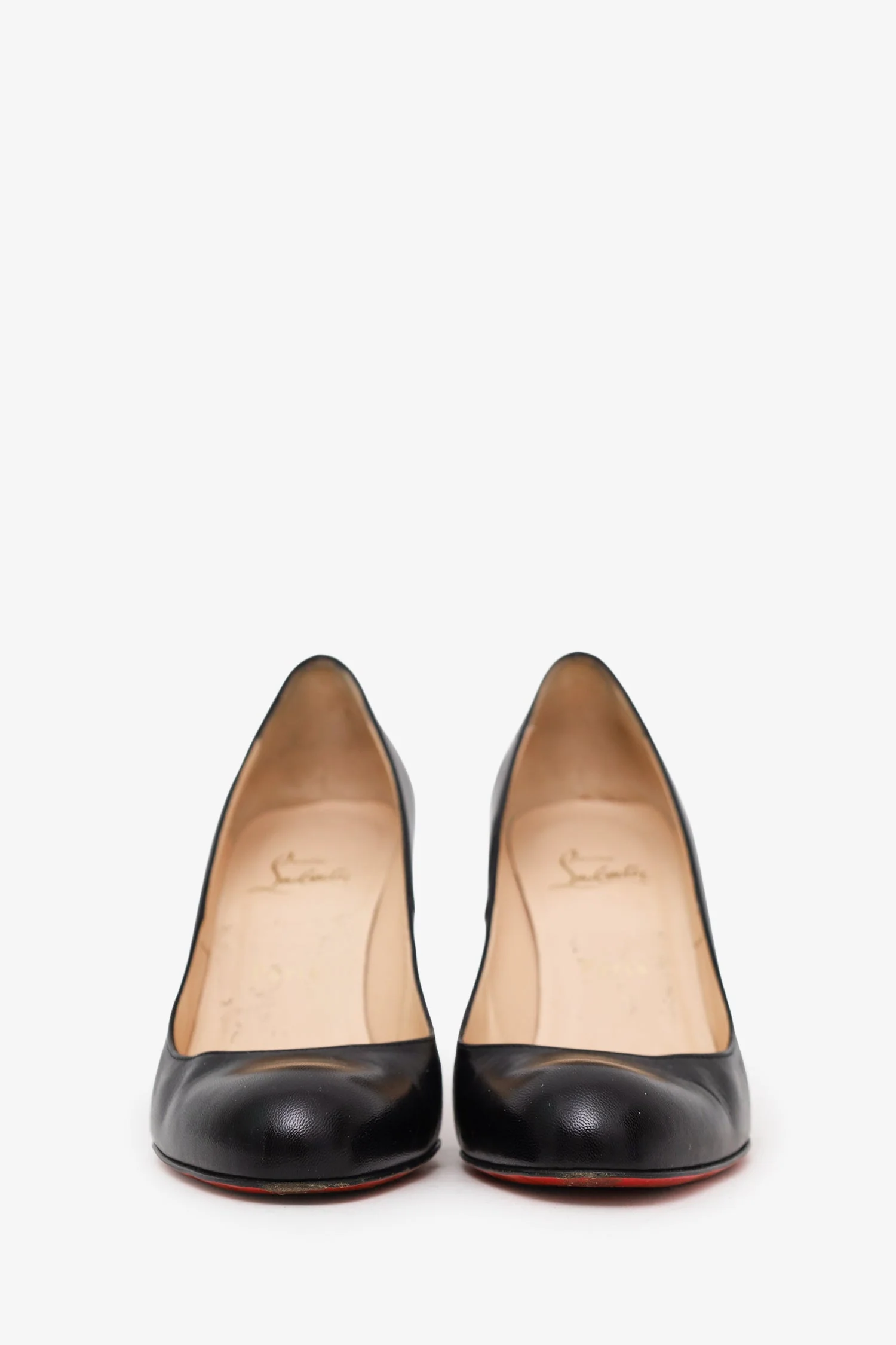 Christian Louboutin Black Leather Round Toe Pumps Size 39 - Image 3
