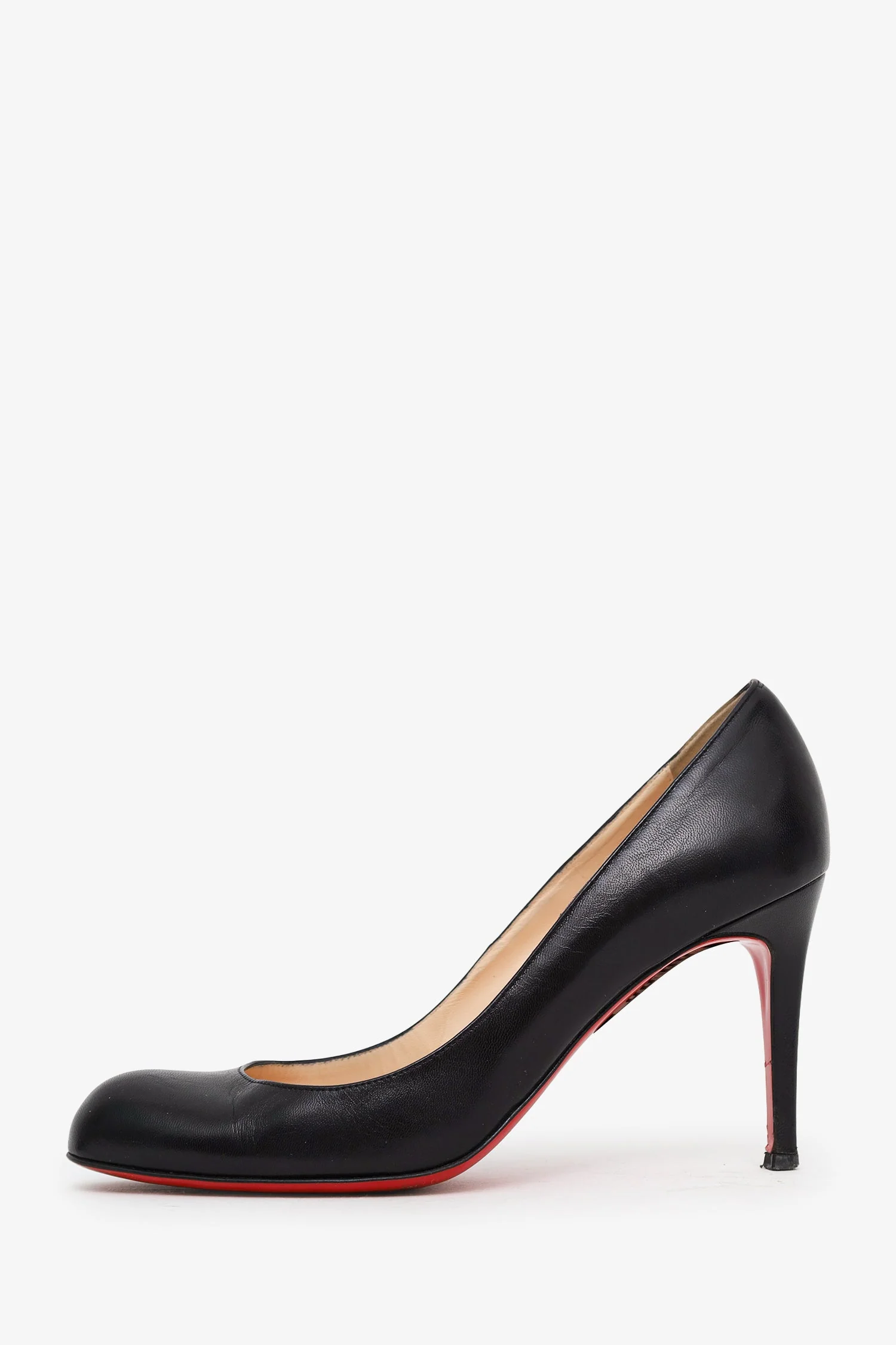 Christian Louboutin Black Leather Round Toe Pumps Size 39 - Image 4
