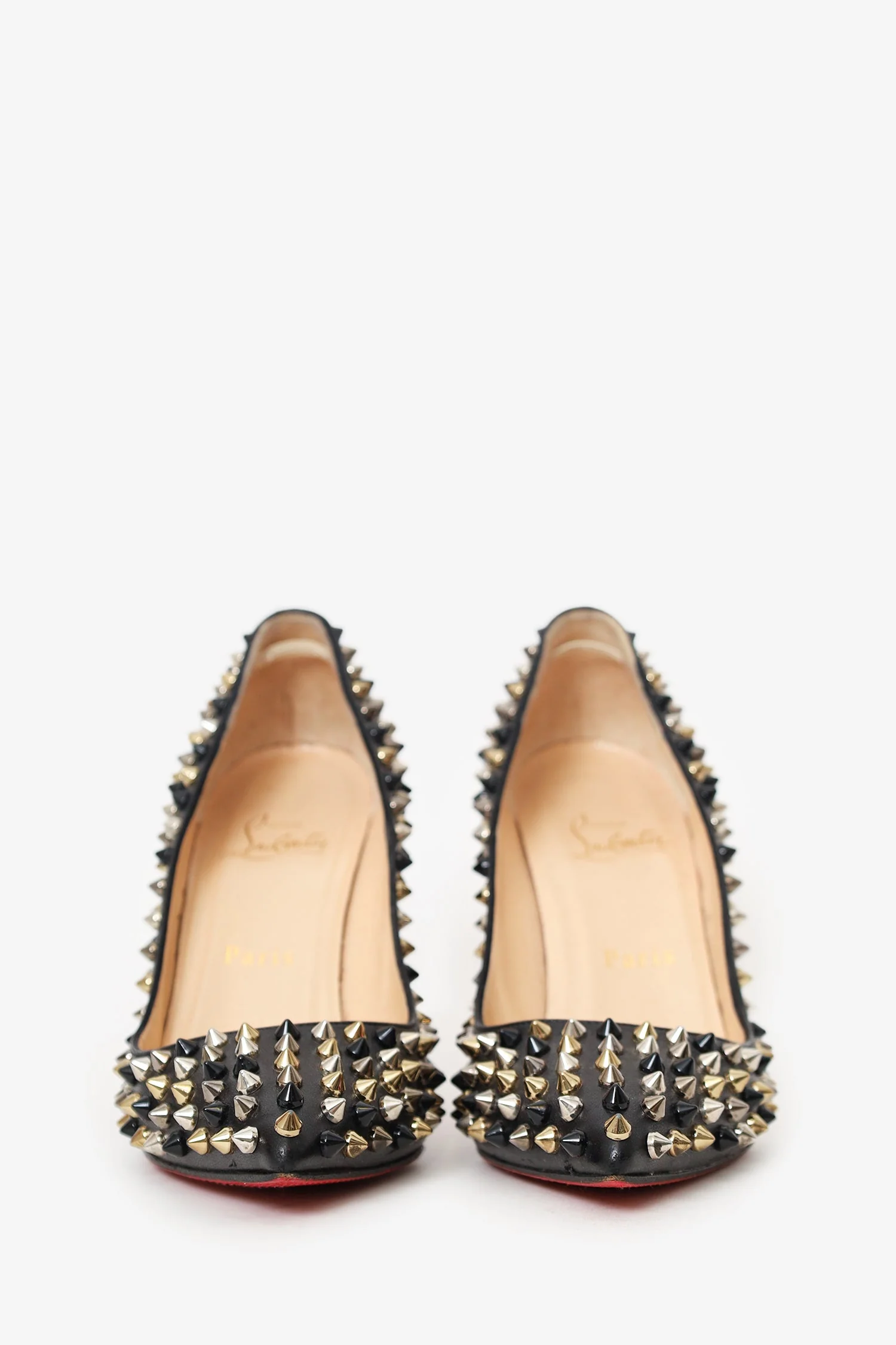 Christian Louboutin Black Leather Studded Pigalle Spikes 120 Heels Size 36.5 - Image 3