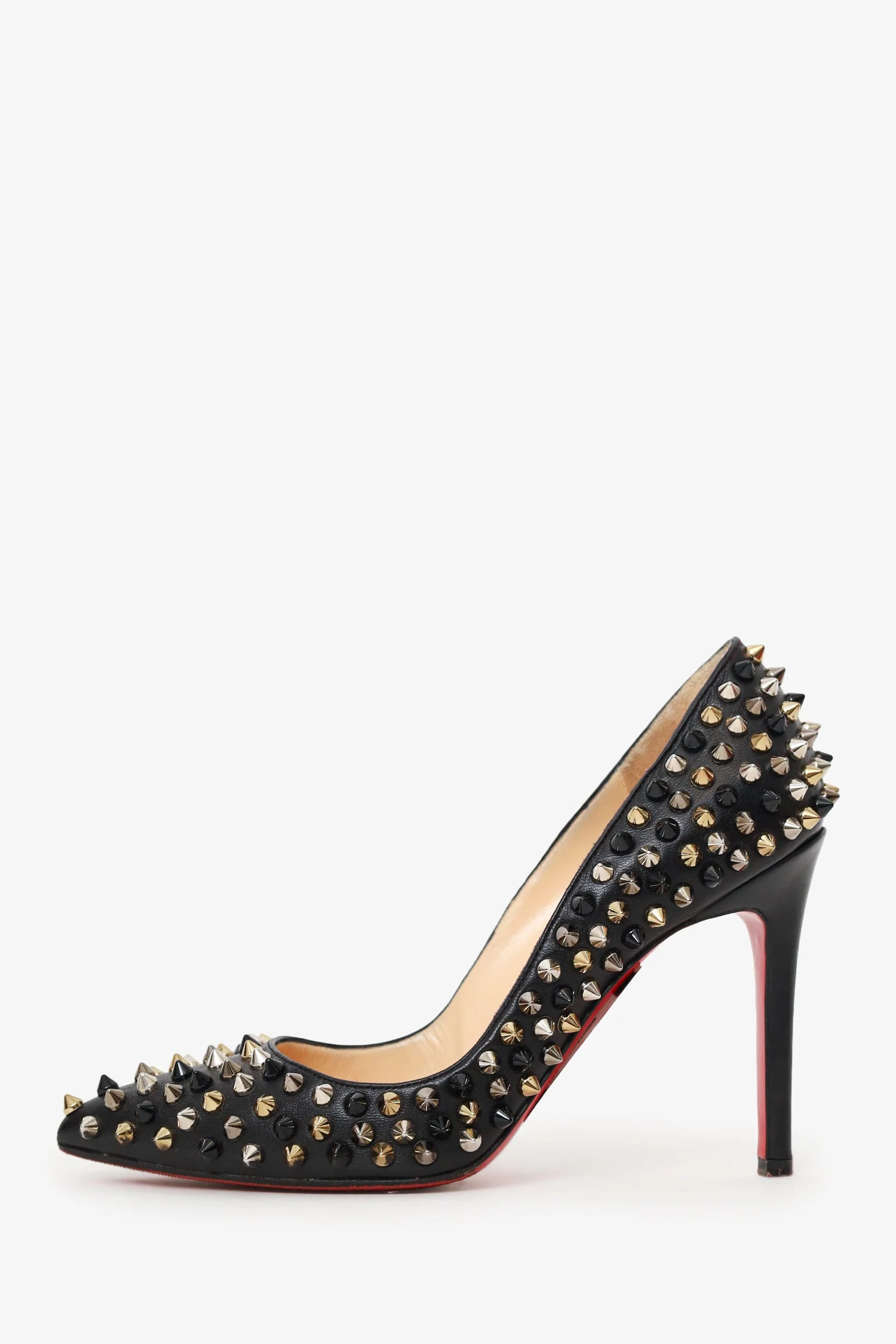 Christian Louboutin Black Leather Studded Pigalle Spikes 120 Heels Size 36.5 - Image 4
