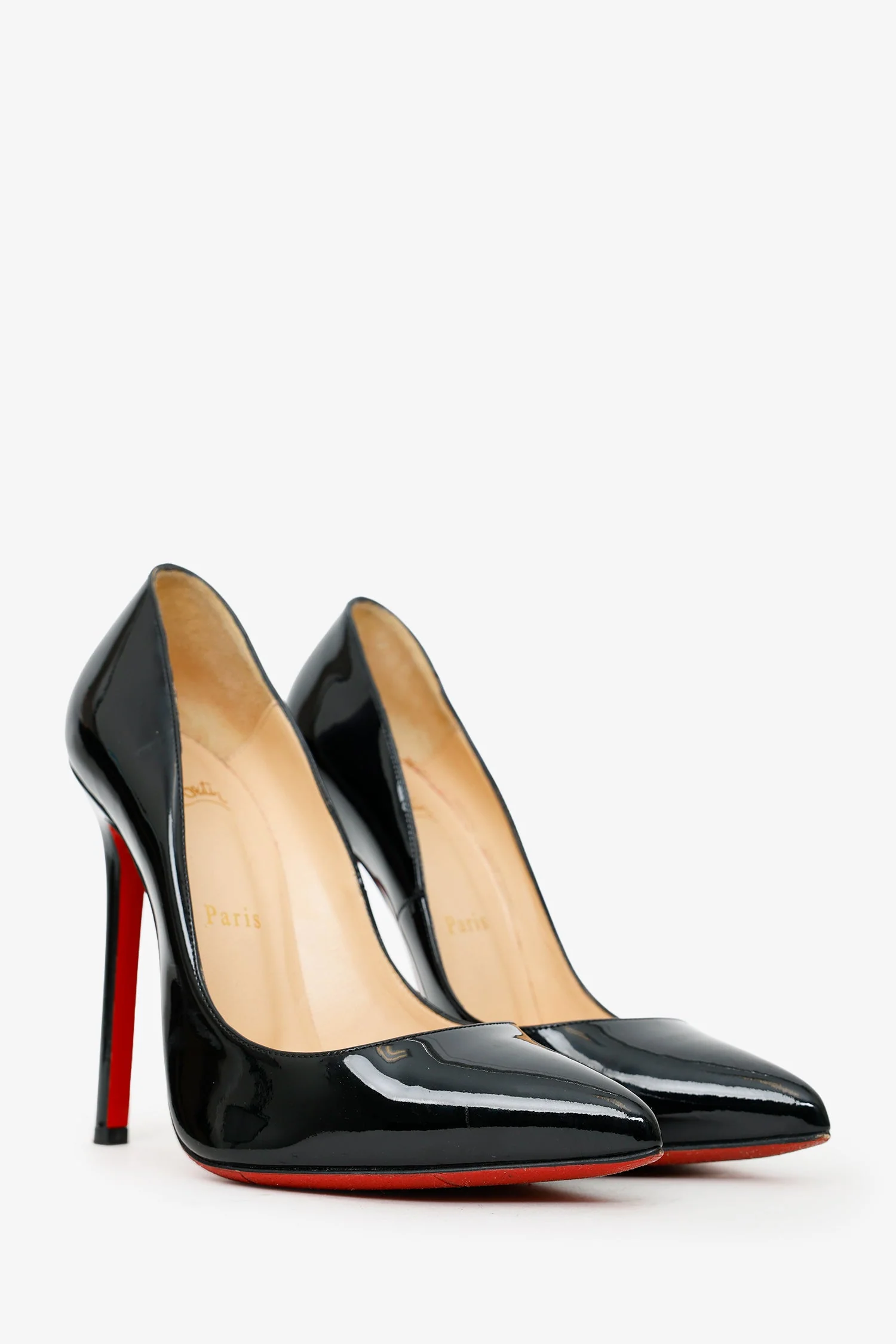 Christian Louboutin Black Patent Leather Pointed Toe Heels Size 38.5 - Image 2