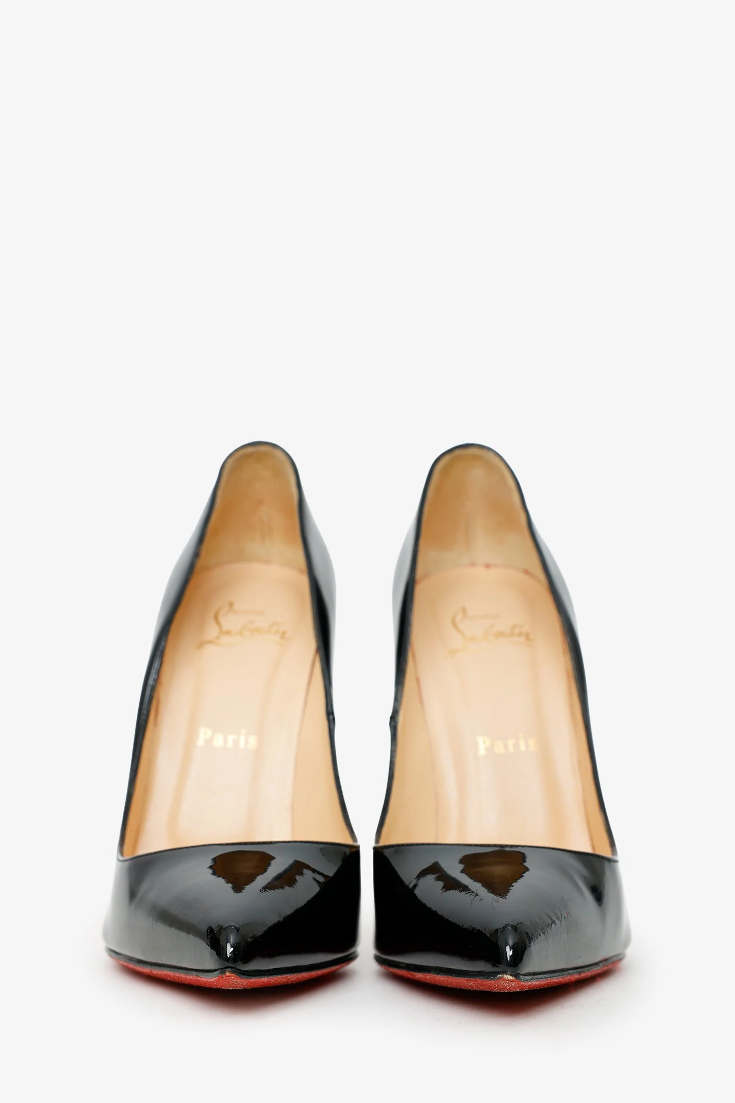 Christian Louboutin Black Patent Leather Pointed Toe Heels Size 38.5 - Image 3