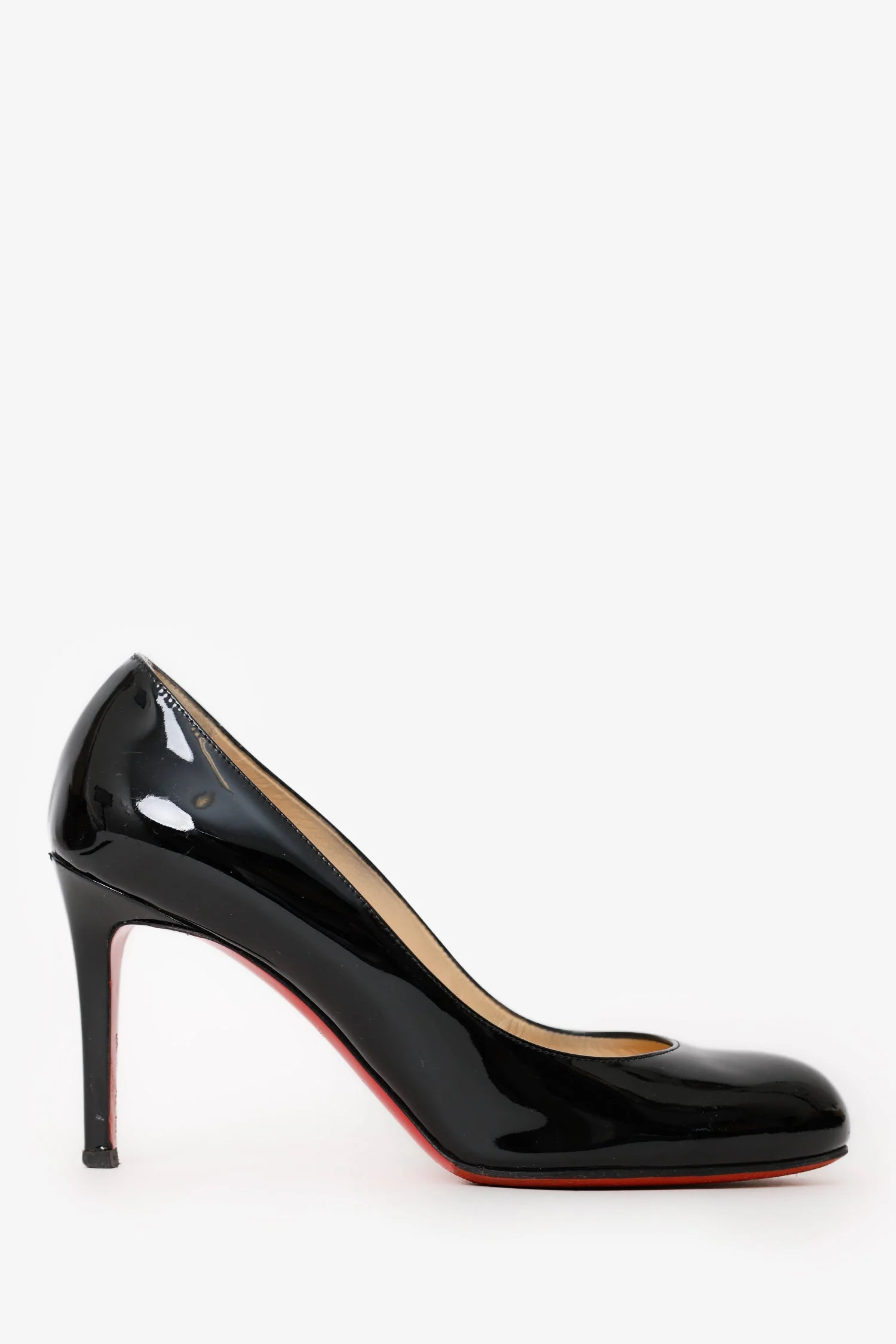 Christian Louboutin Black Patent Round Toe Pumps Size 36.5