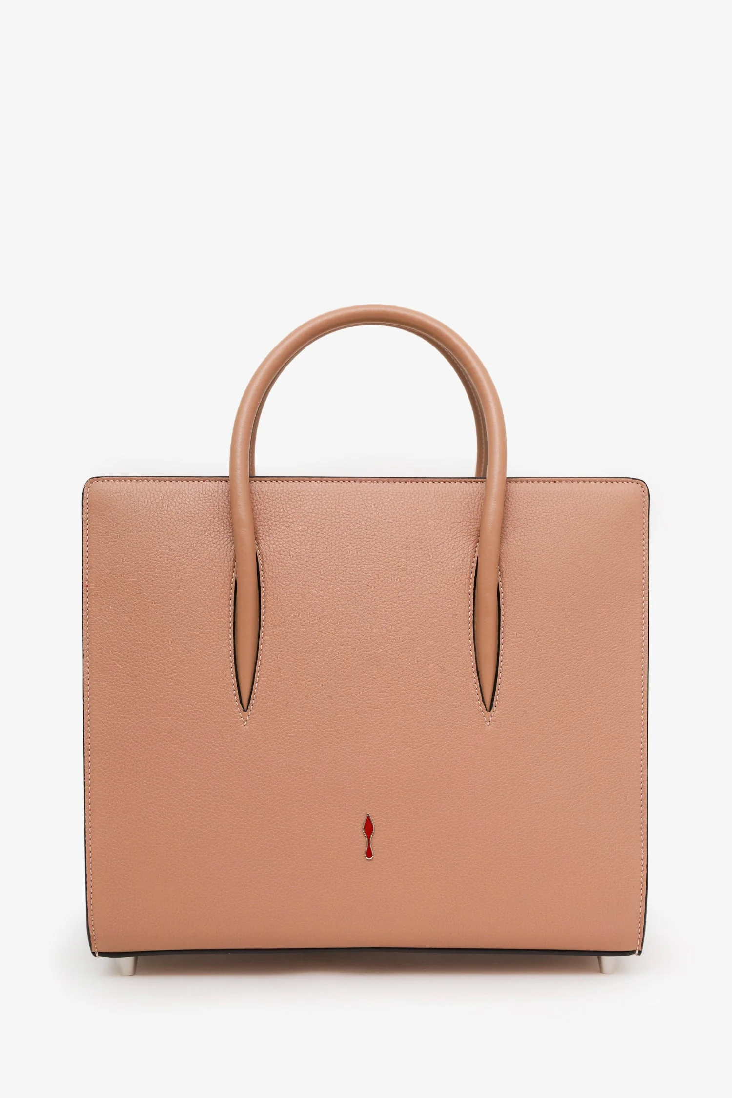 Christian Louboutin Blush Studded Leather Medium Paloma Top Handle With Strap - Image 2