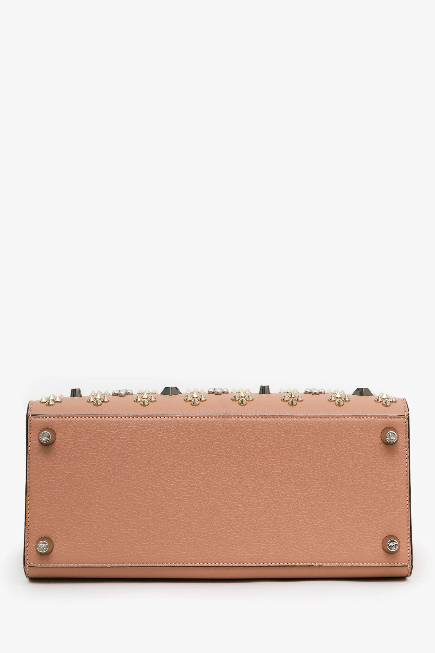Christian Louboutin Blush Studded Leather Medium Paloma Top Handle With Strap - Image 4