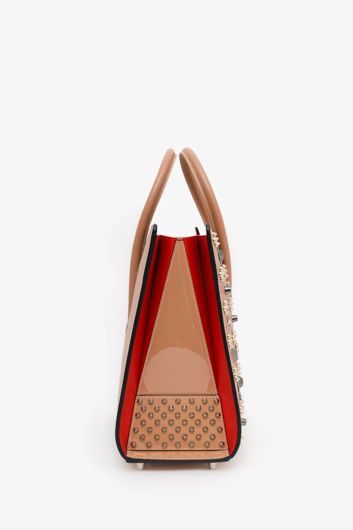 Christian Louboutin Blush Studded Leather Medium Paloma Top Handle With Strap - Image 5
