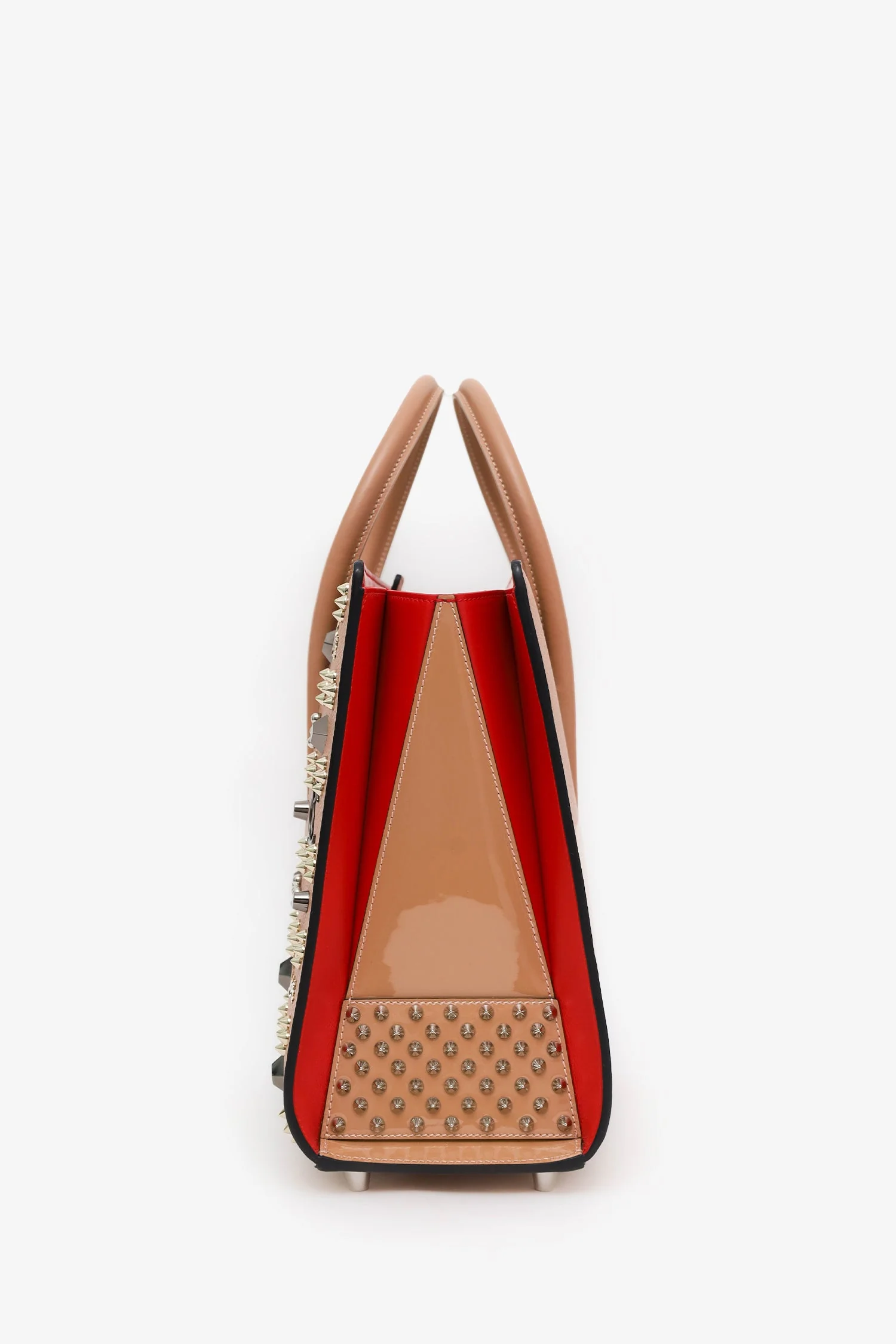 Christian Louboutin Blush Studded Leather Medium Paloma Top Handle With Strap - Image 6