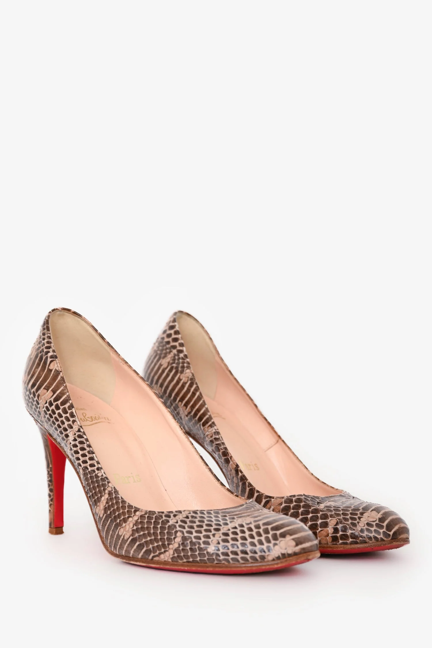 Christian Louboutin Brown Python Round Toe Pumps Size 37.5 - Image 2