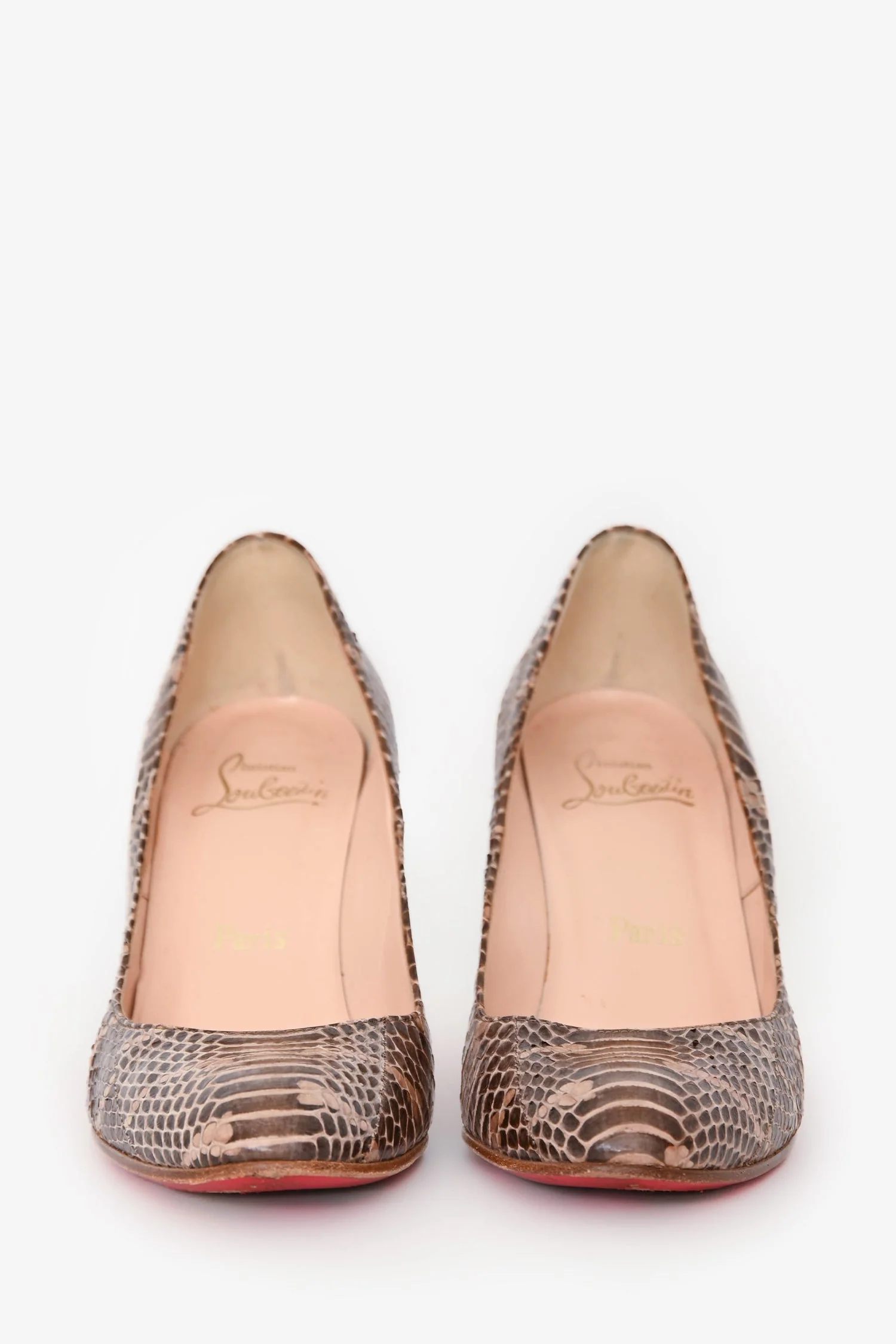 Christian Louboutin Brown Python Round Toe Pumps Size 37.5 - Image 3