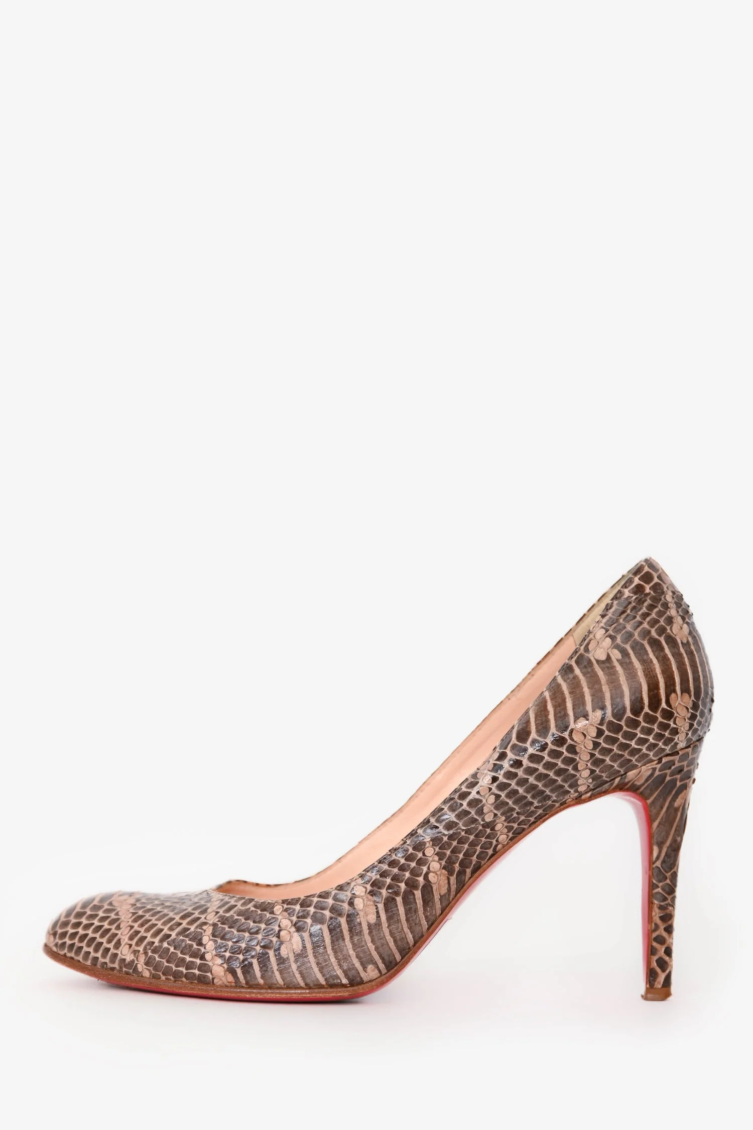 Christian Louboutin Brown Python Round Toe Pumps Size 37.5 - Image 4