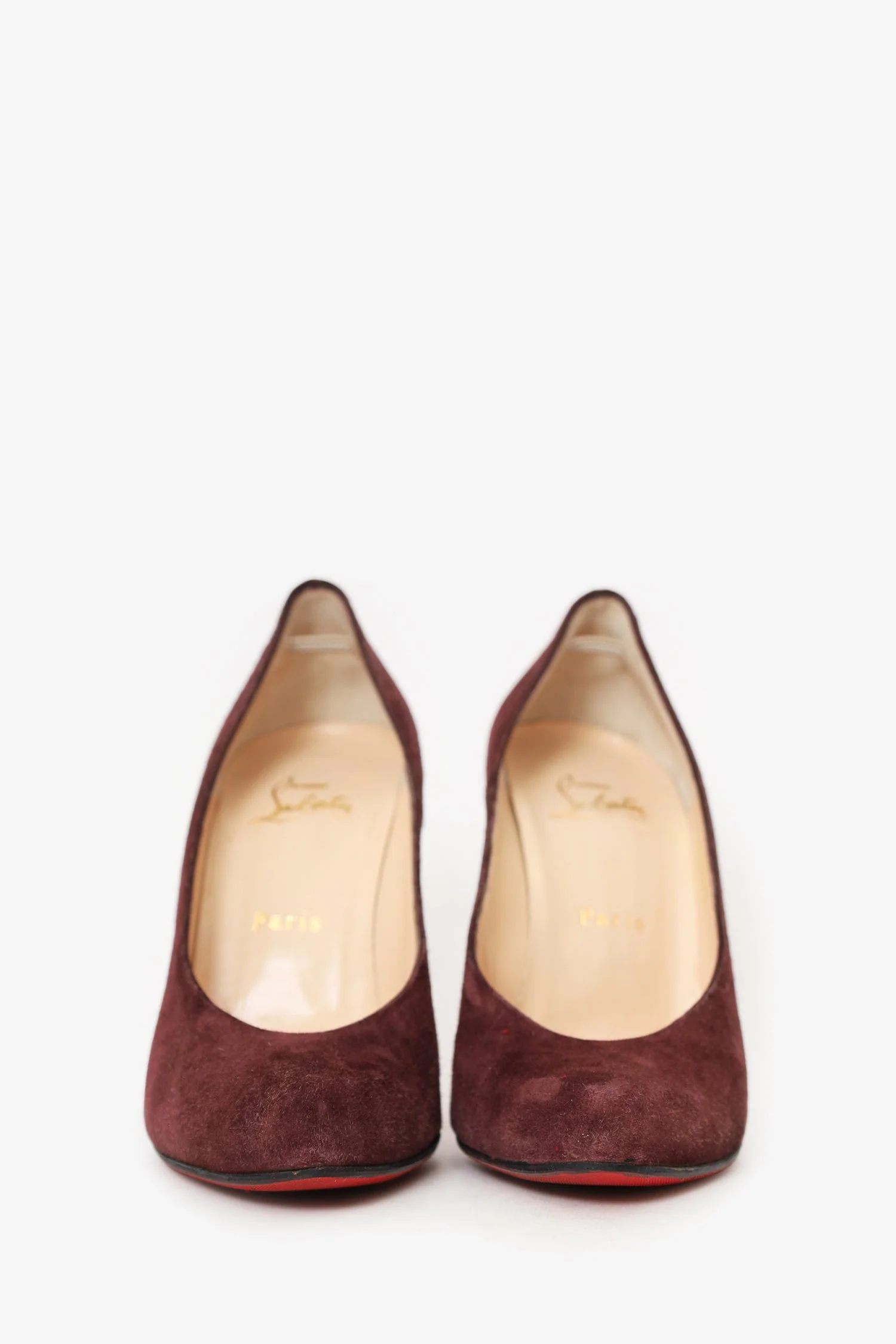 Christian Louboutin Burgundy Suede Yousra 100 Pumps Size 39 - Image 3