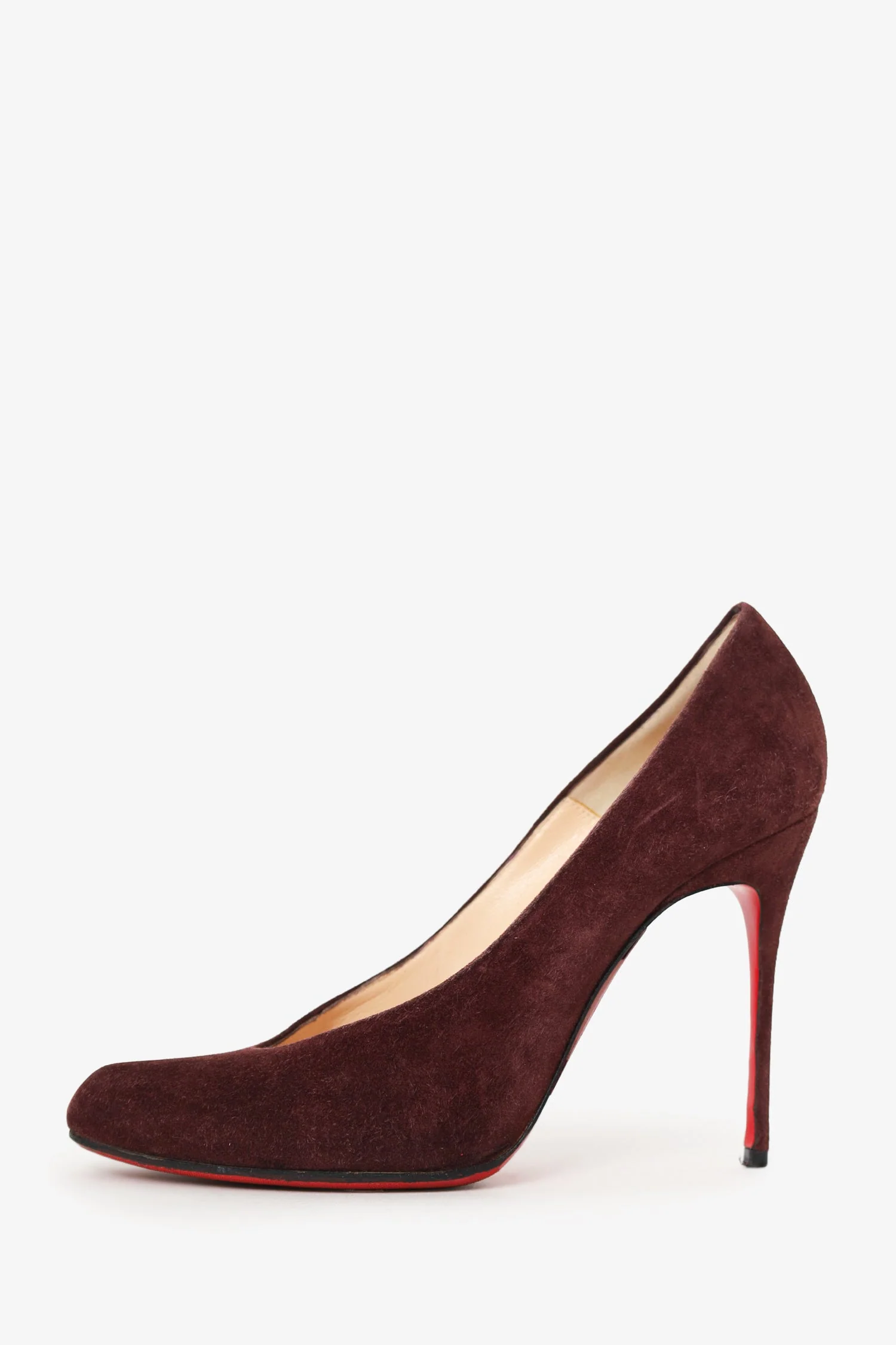 Christian Louboutin Burgundy Suede Yousra 100 Pumps Size 39 - Image 4