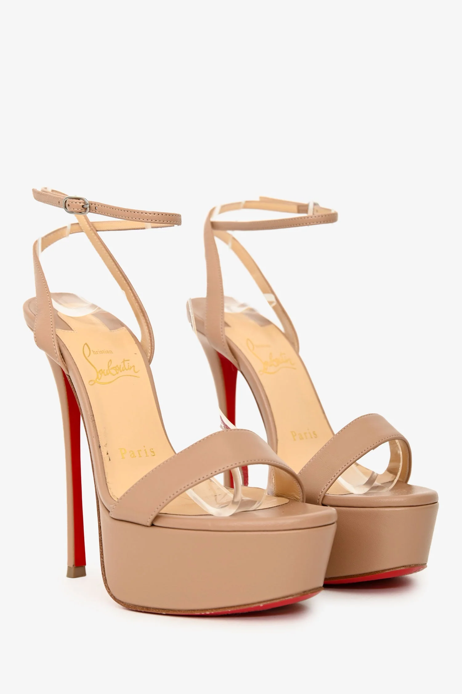 Christian Louboutin Cream Leather Platform Heel 140 Size 36.5 - Image 2