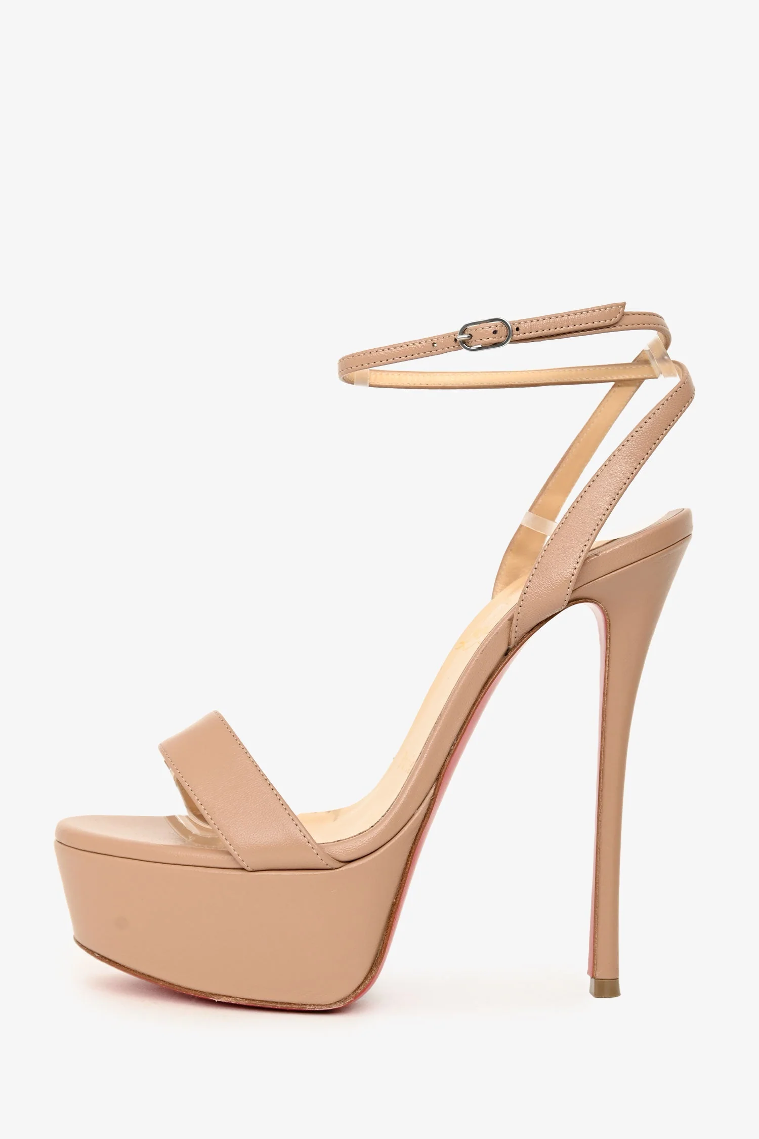 Christian Louboutin Cream Leather Platform Heel 140 Size 36.5 - Image 4