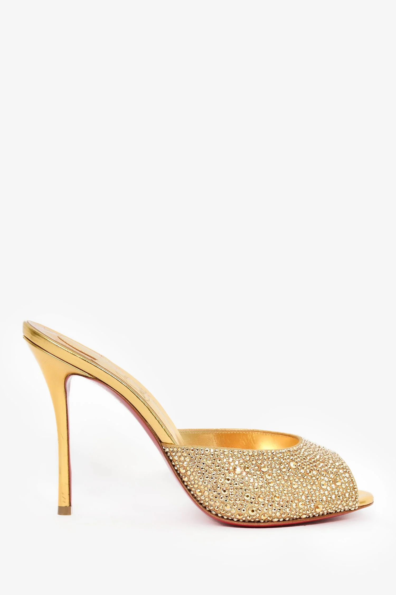 Christian Louboutin Gold Strass Embellished 'Me Dolly' Heels Size 38.5