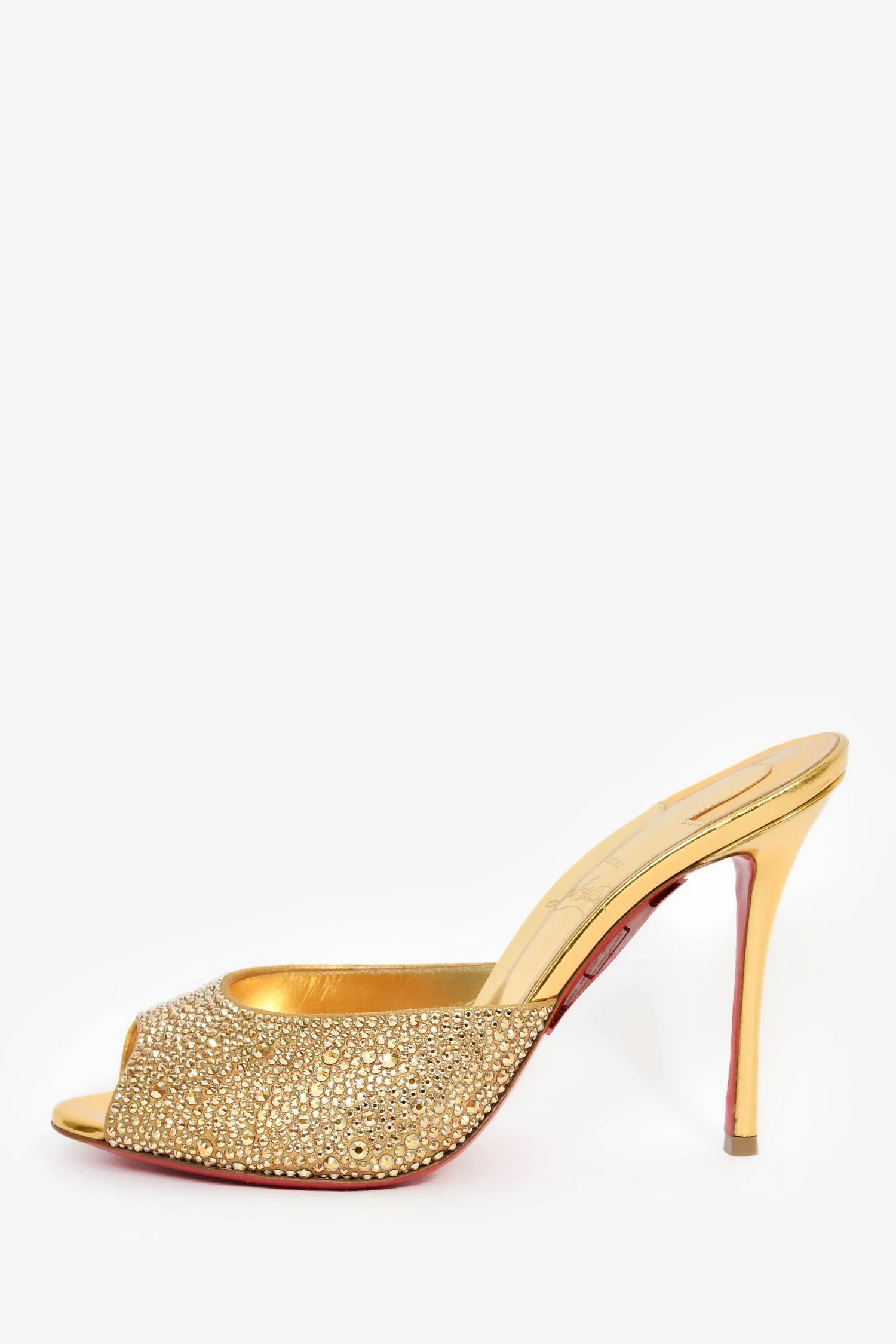 Christian Louboutin Gold Strass Embellished 'Me Dolly' Heels Size 38.5 - Image 4