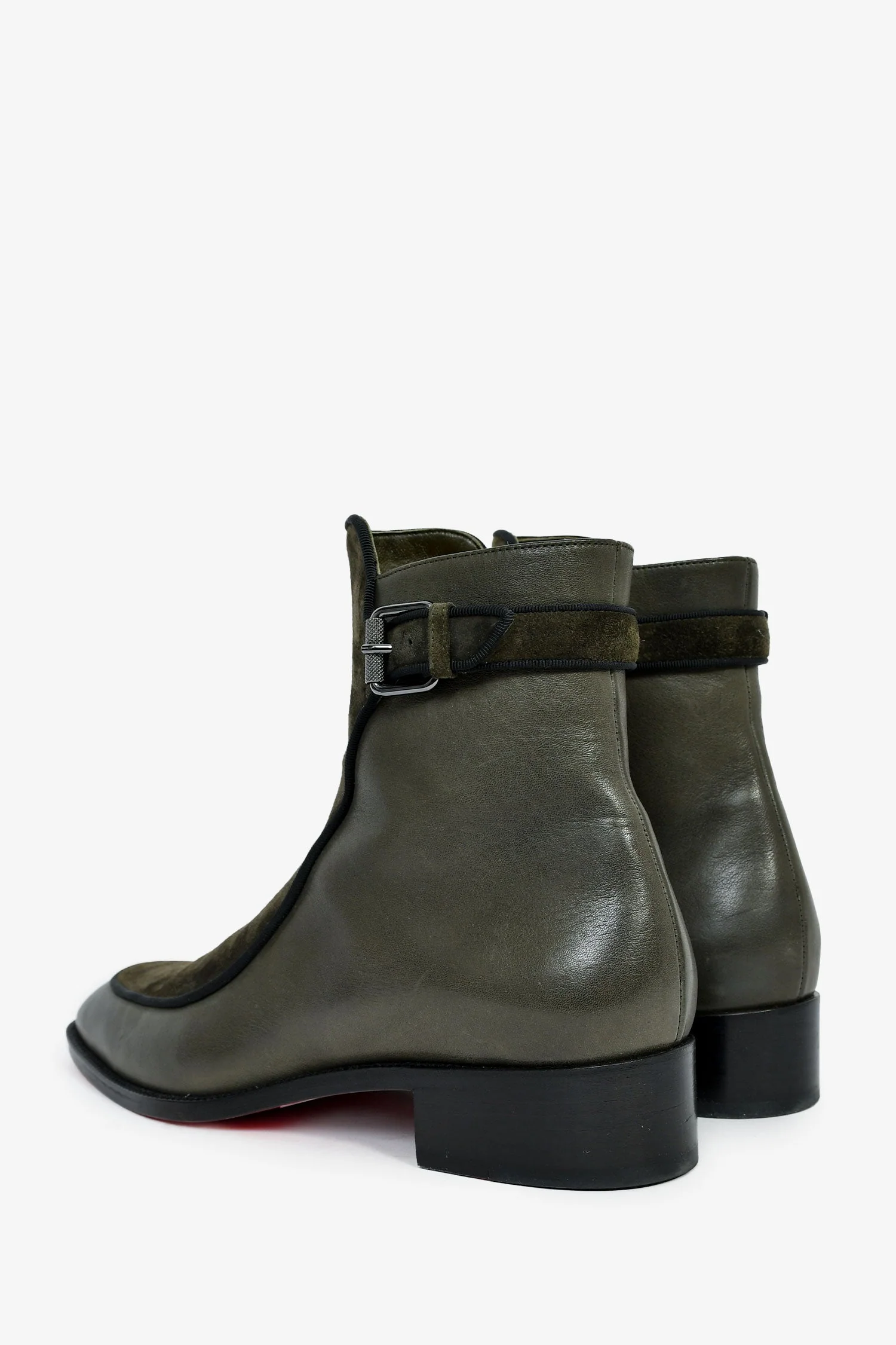 Christian Louboutin Green Suede/Leather Ankle Boots Size 39.5 Mens - Image 4