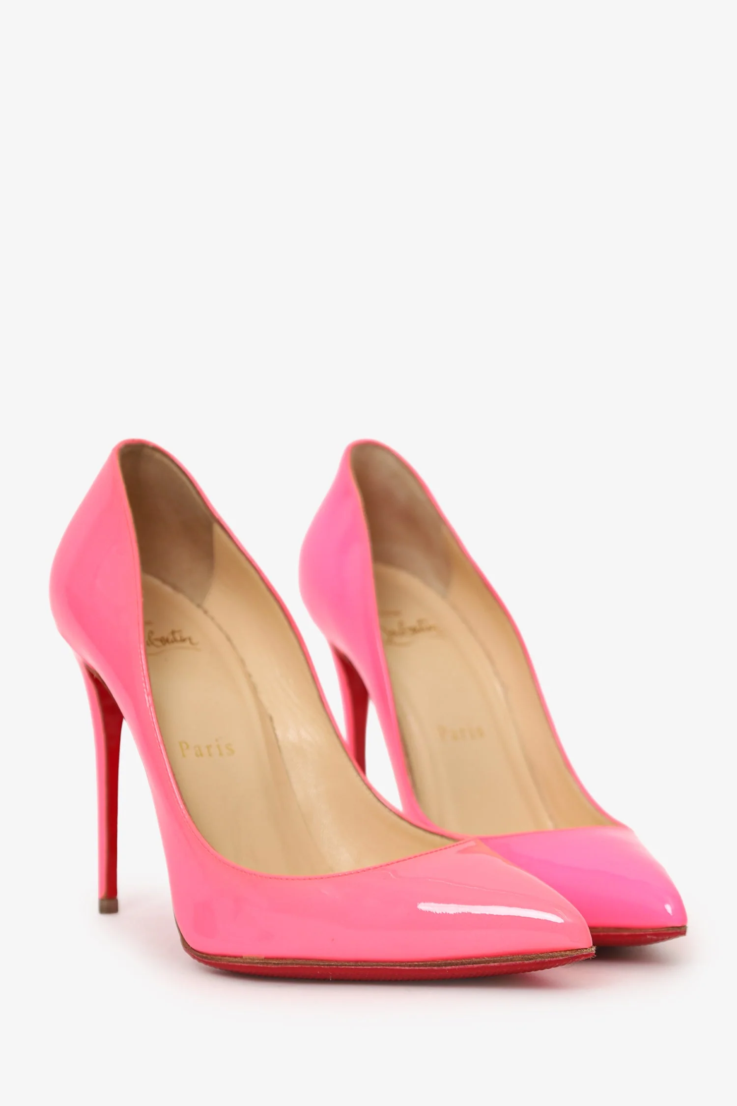 Christian Louboutin Hot Pink Patent Leather Pointed Toe Heels Size 36.5 - Image 2
