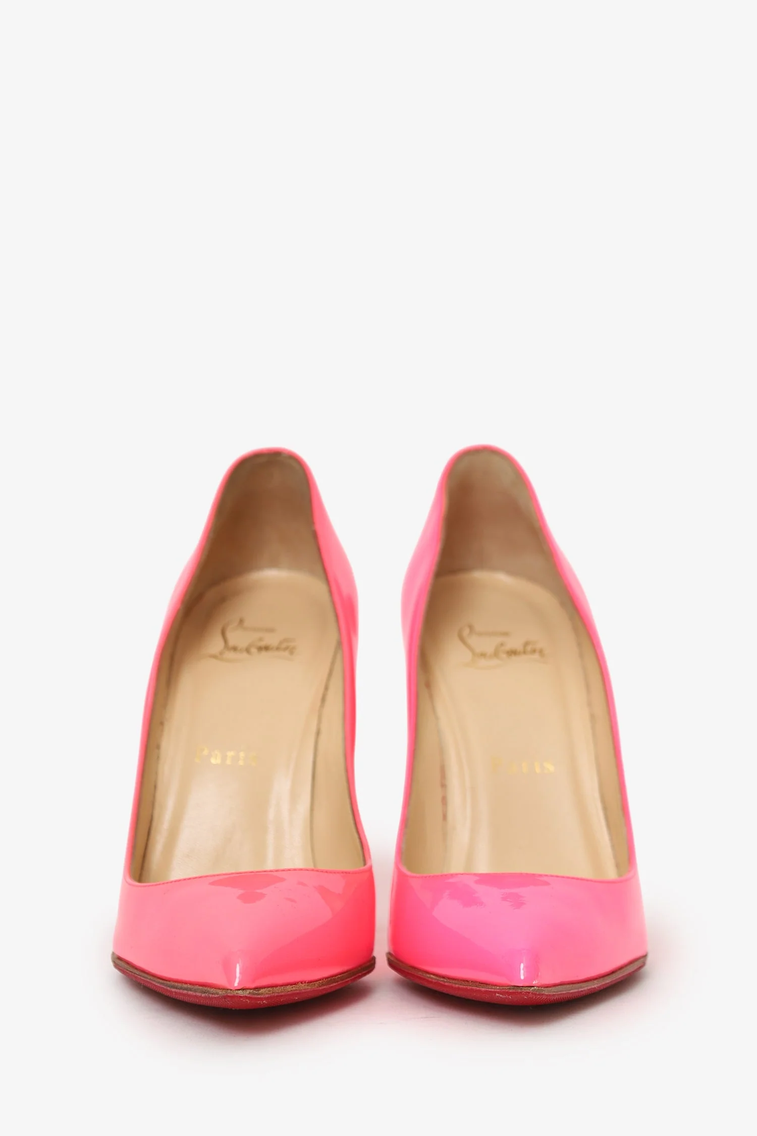 Christian Louboutin Hot Pink Patent Leather Pointed Toe Heels Size 36.5 - Image 3