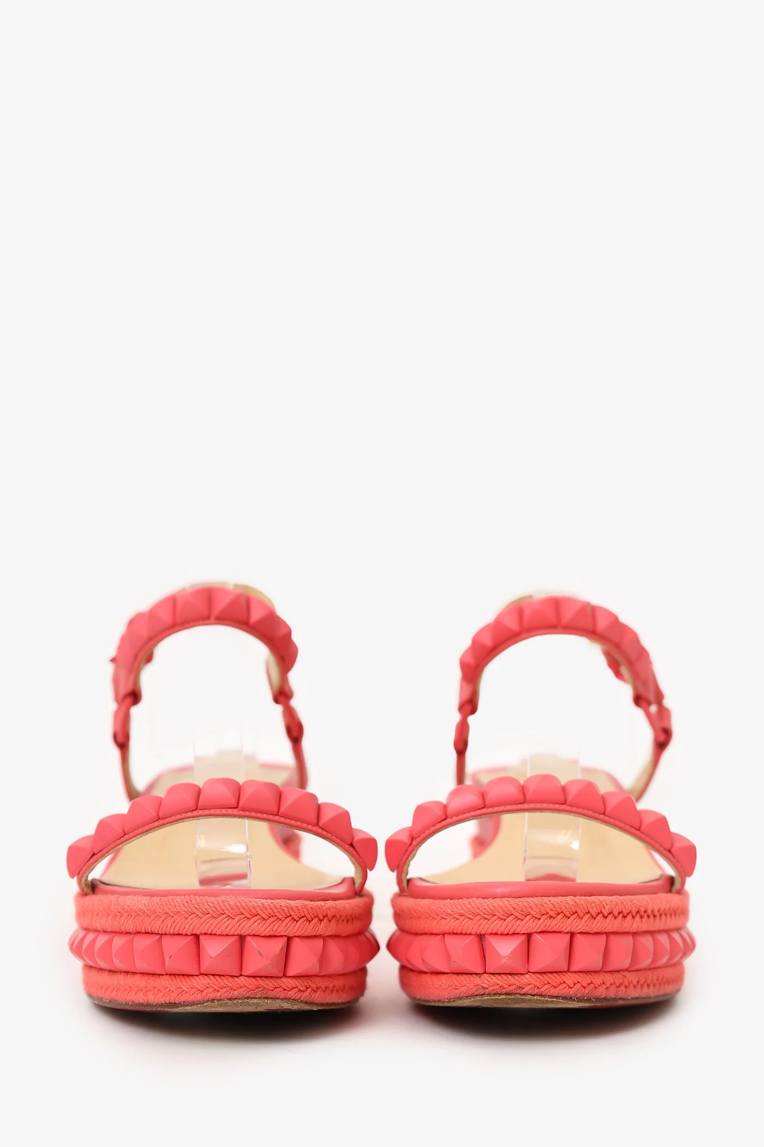 Christian Louboutin Pink Leather Studded Platform Sandals Size 36 - Image 3