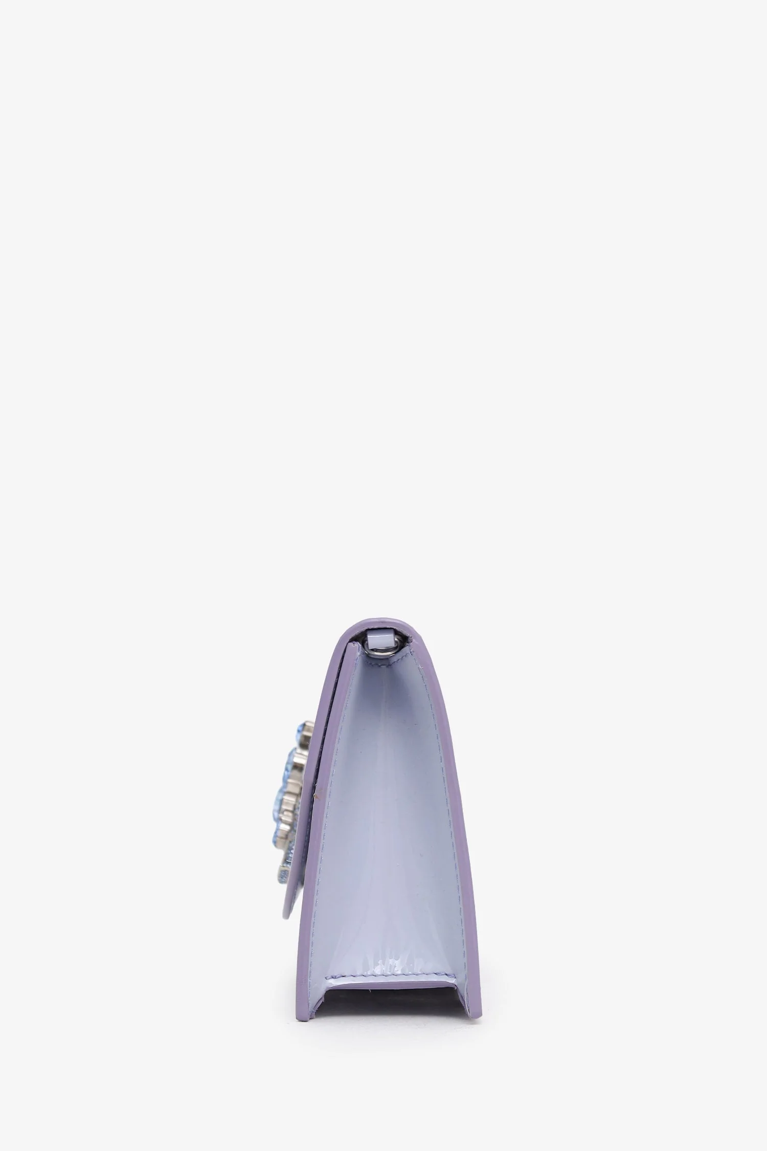 Christian Louboutin Purple Patent Leather Loubi54 Strass Logo Clutch With Chain - Image 3