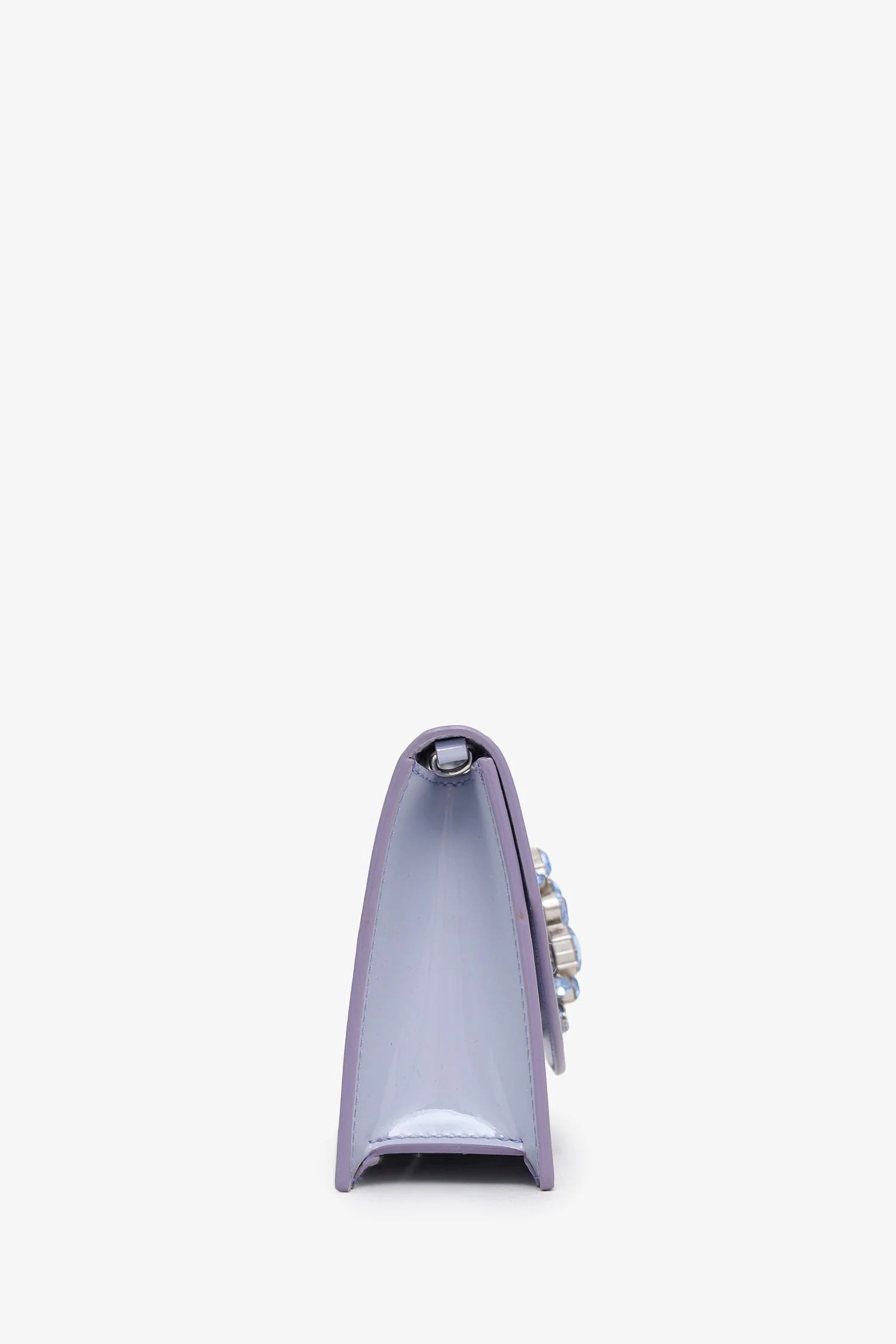 Christian Louboutin Purple Patent Leather Loubi54 Strass Logo Clutch With Chain - Image 4
