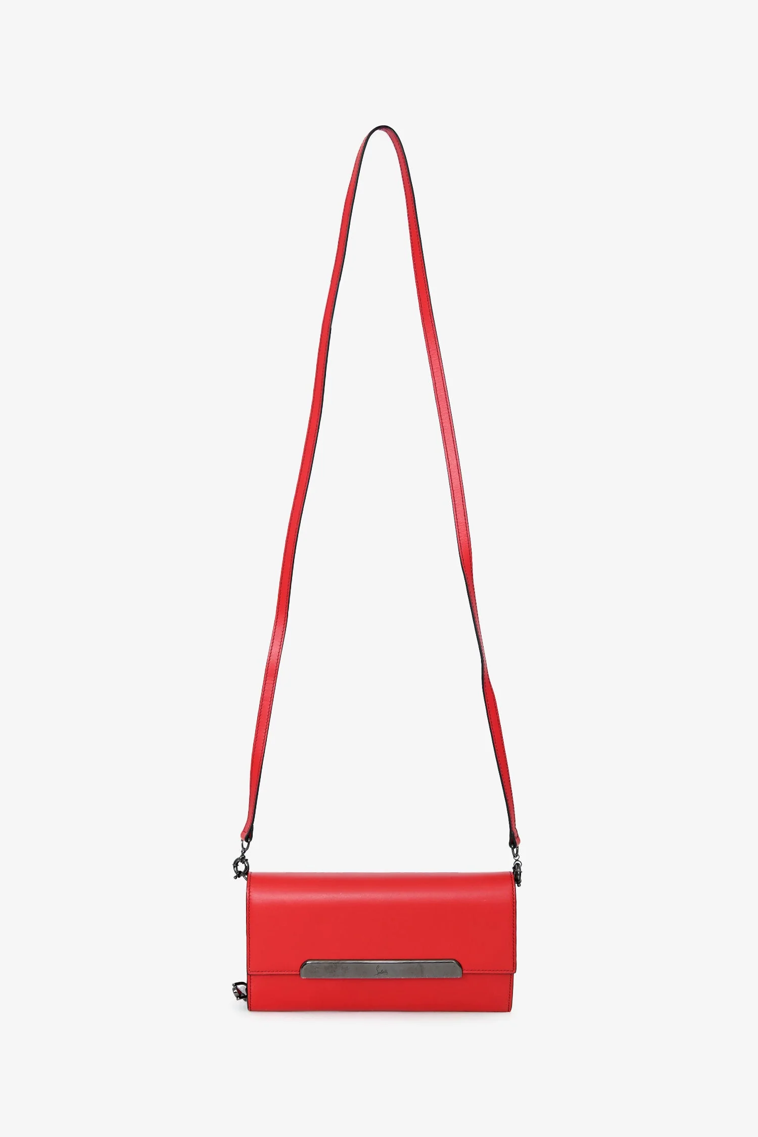 Christian Louboutin Red Leather Rougissime Wallet on Chain - Image 7